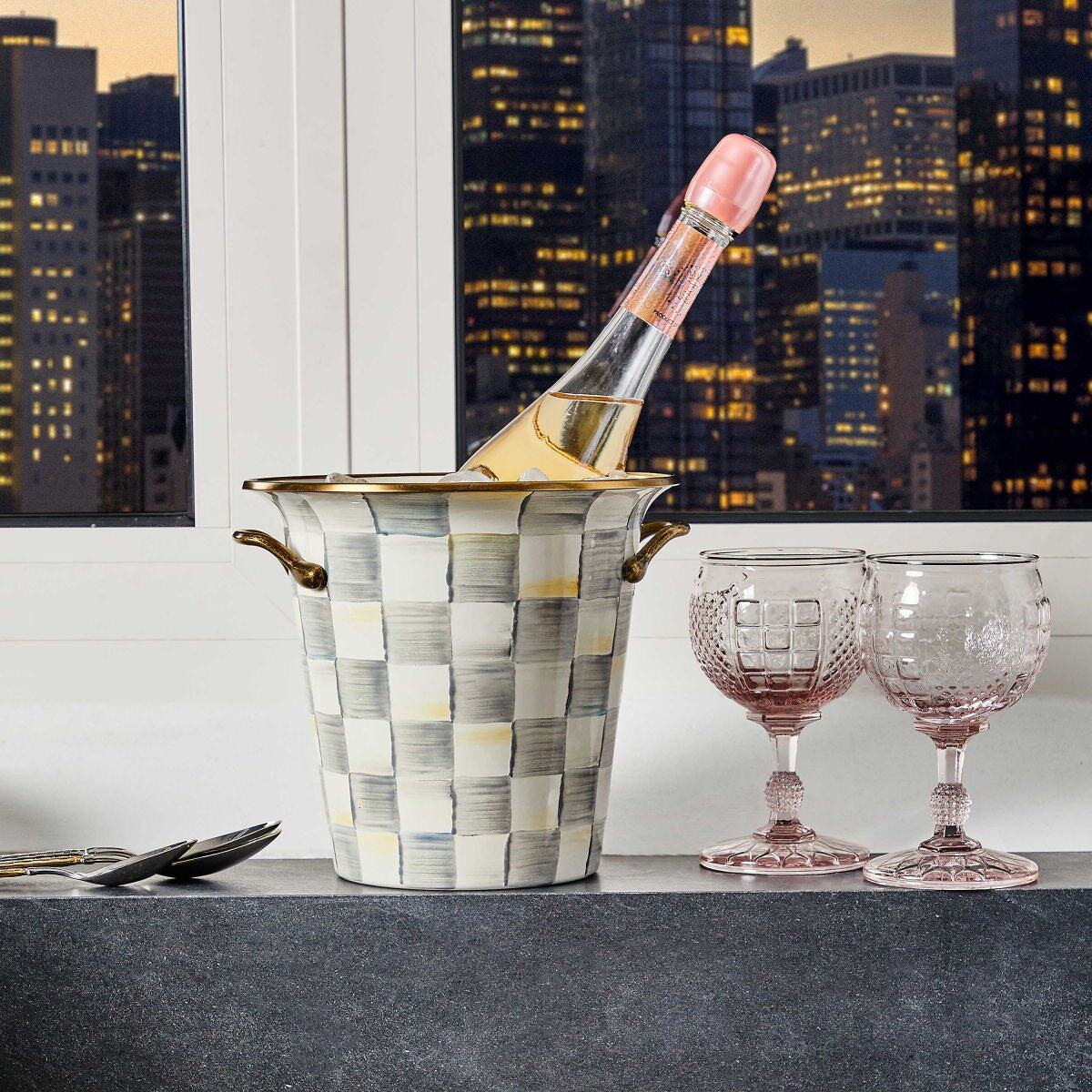 Sterling Check Enamel Design Wine Cooler