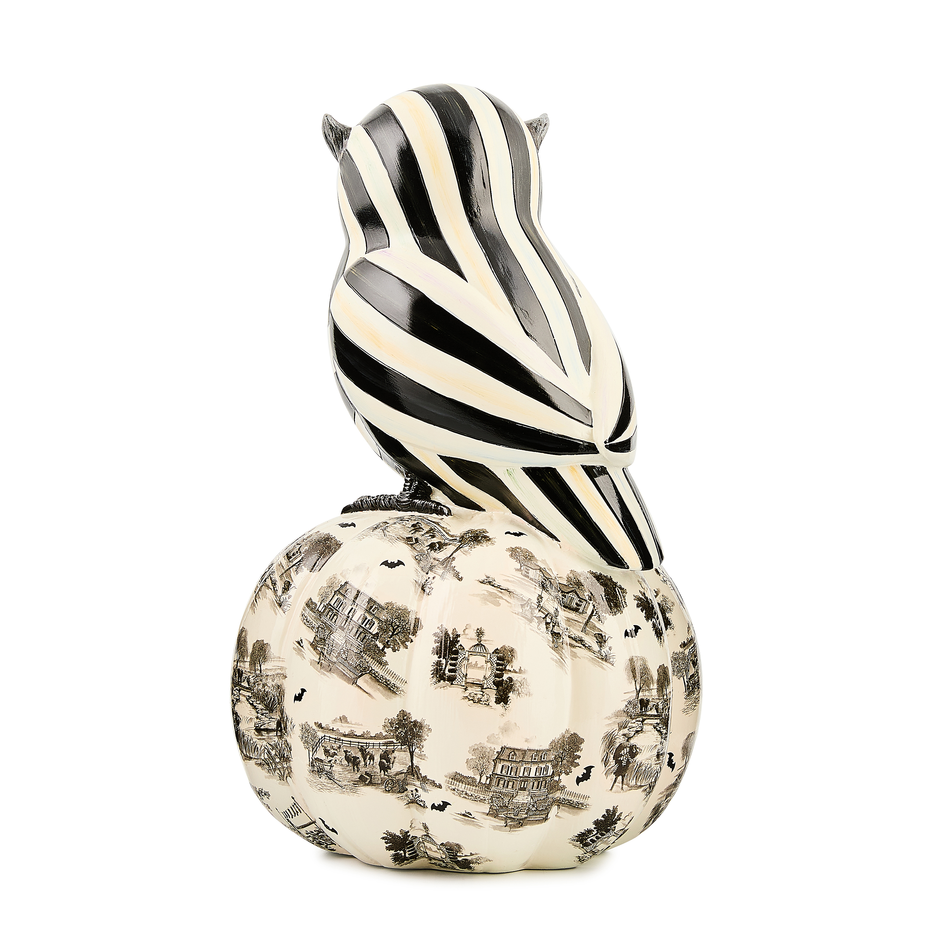 Courtly Owl on Toile Pumpkin