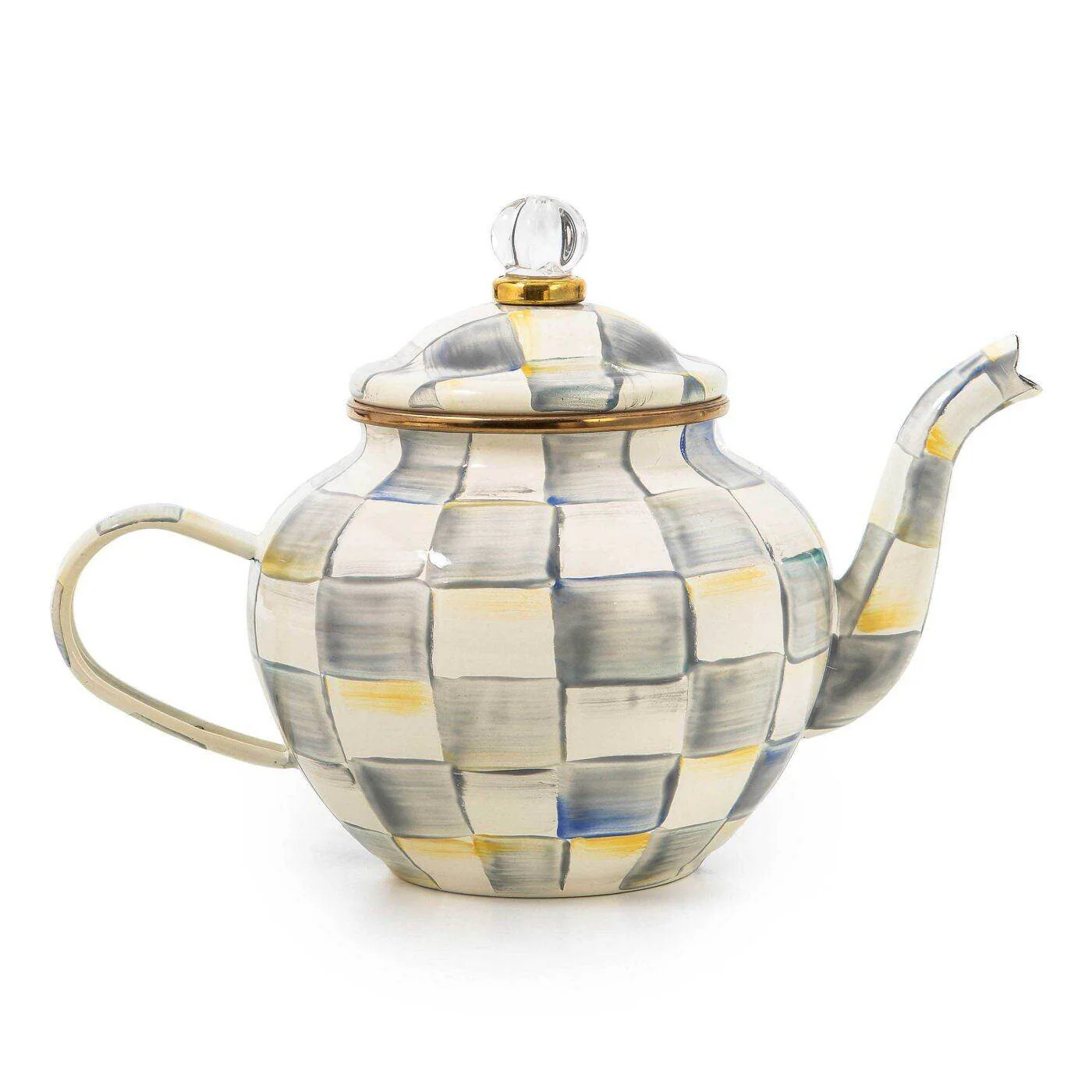 MacKenzie-Childs Sterling Check 4 Cup Teapot