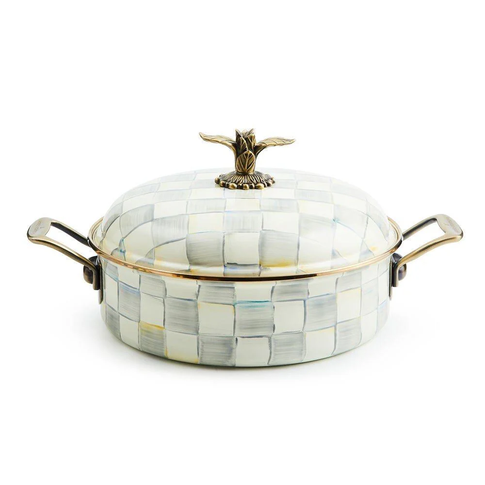 Mackenzie-Childs Sterling Check Enamel 5 Qt. Casserole