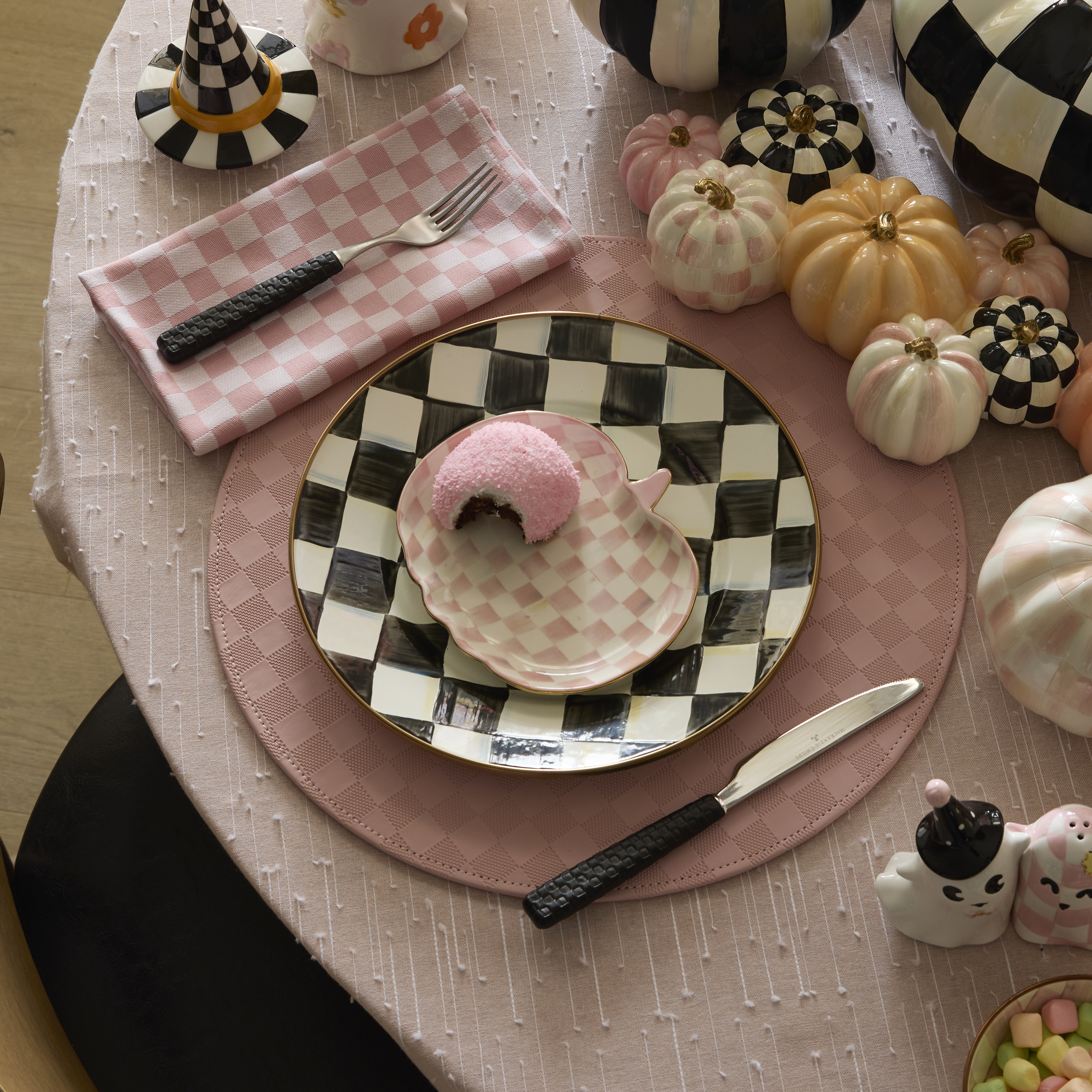 Rosy Check Pumpkin Ceramic Dessert Plates, Set of 4