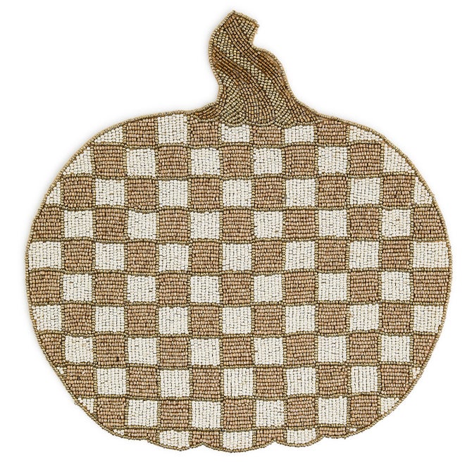 Mocha Check Pumpkin Beaded Placemat
