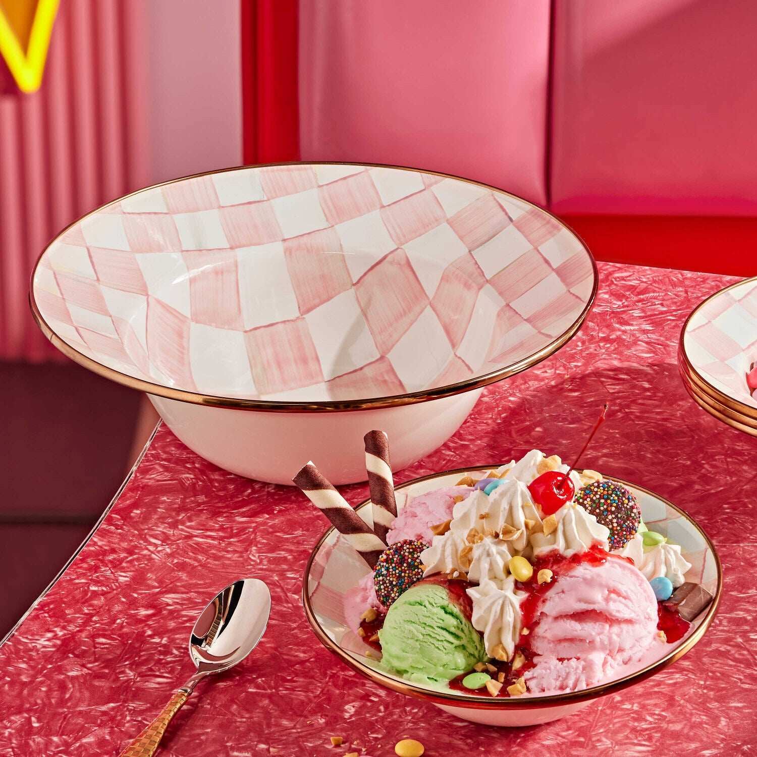 Rosy Check Serving Bowl