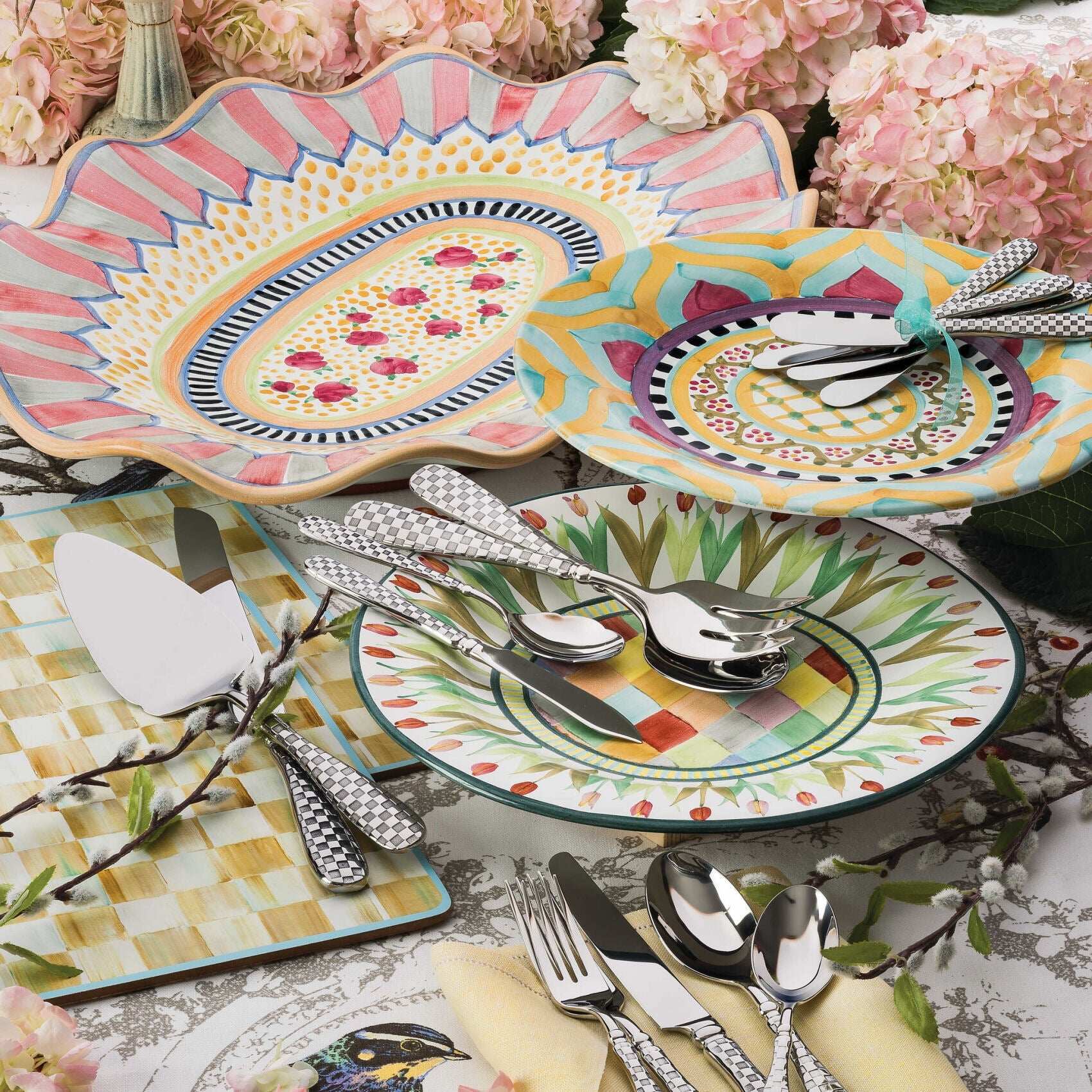 MacKenzie-Childs Check Cake Serving Set