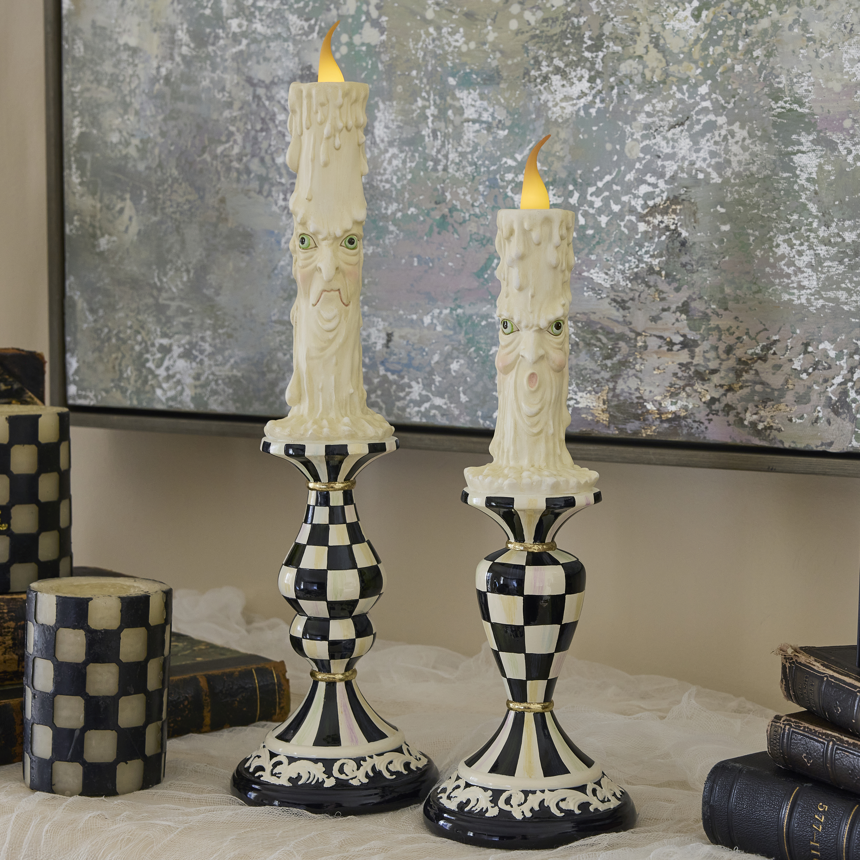 Haunted House Spooky Illuminated Candles, Set of 2