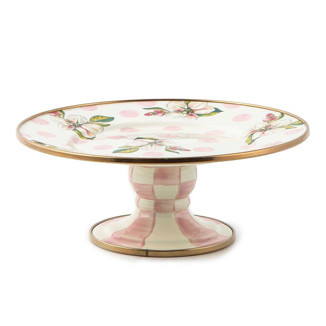 Wildflowers enamel mini pedestal platter - pink
