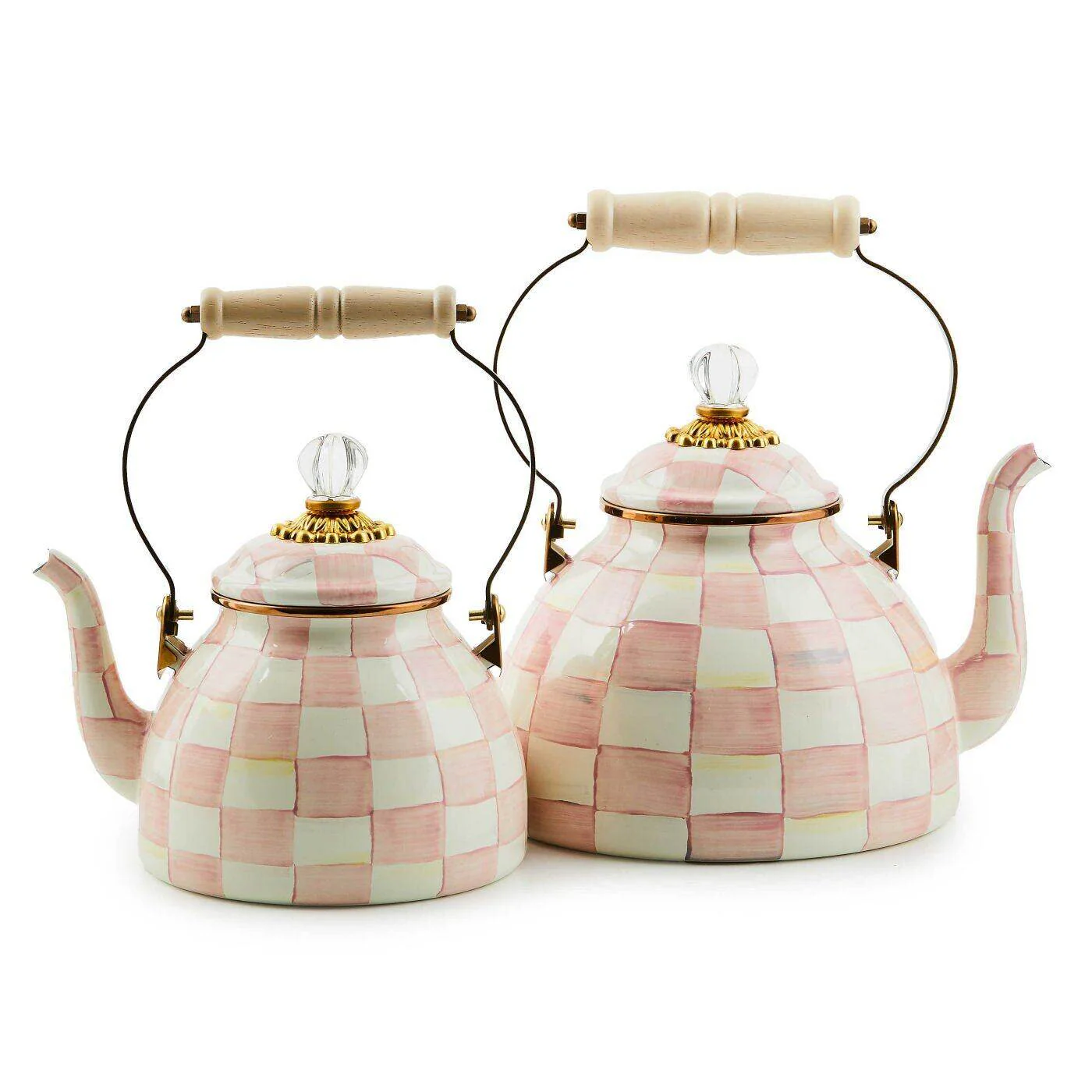 New Rosy Check Enamel Tea Kettle 1,89L