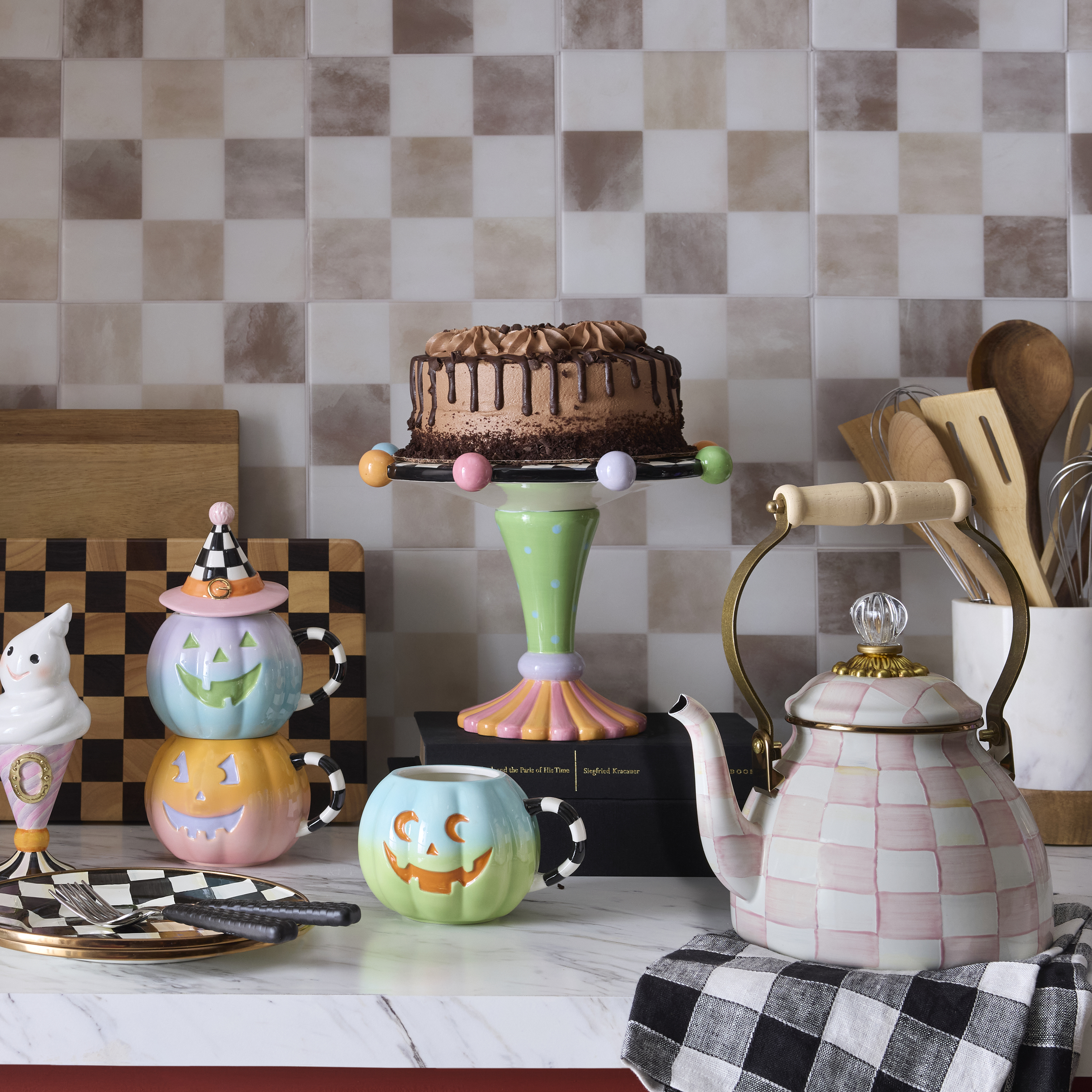 Trick or Treat Ceramic Pedestal Platter