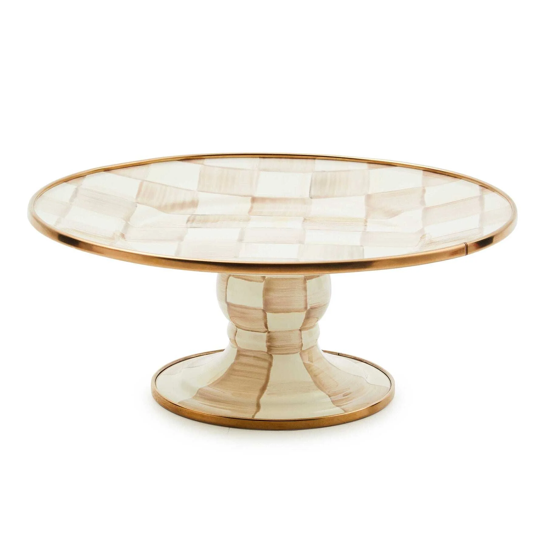 Mocha Check Mini Pedestal Platter by Mackenzie-Childs