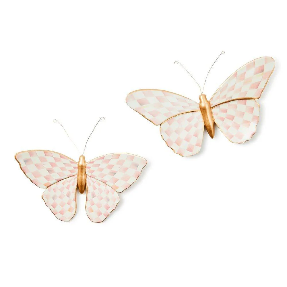 Rosy Check Wall Decor Butterfly Duo