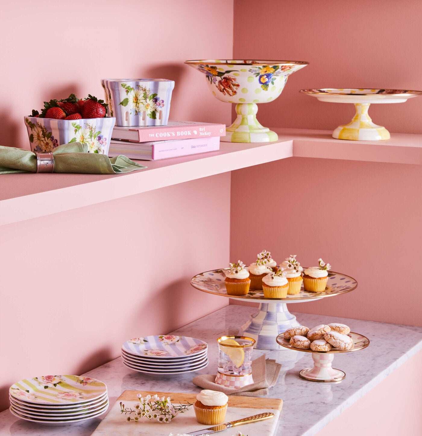 Wildflowers enamel small pedestal platter - yellow