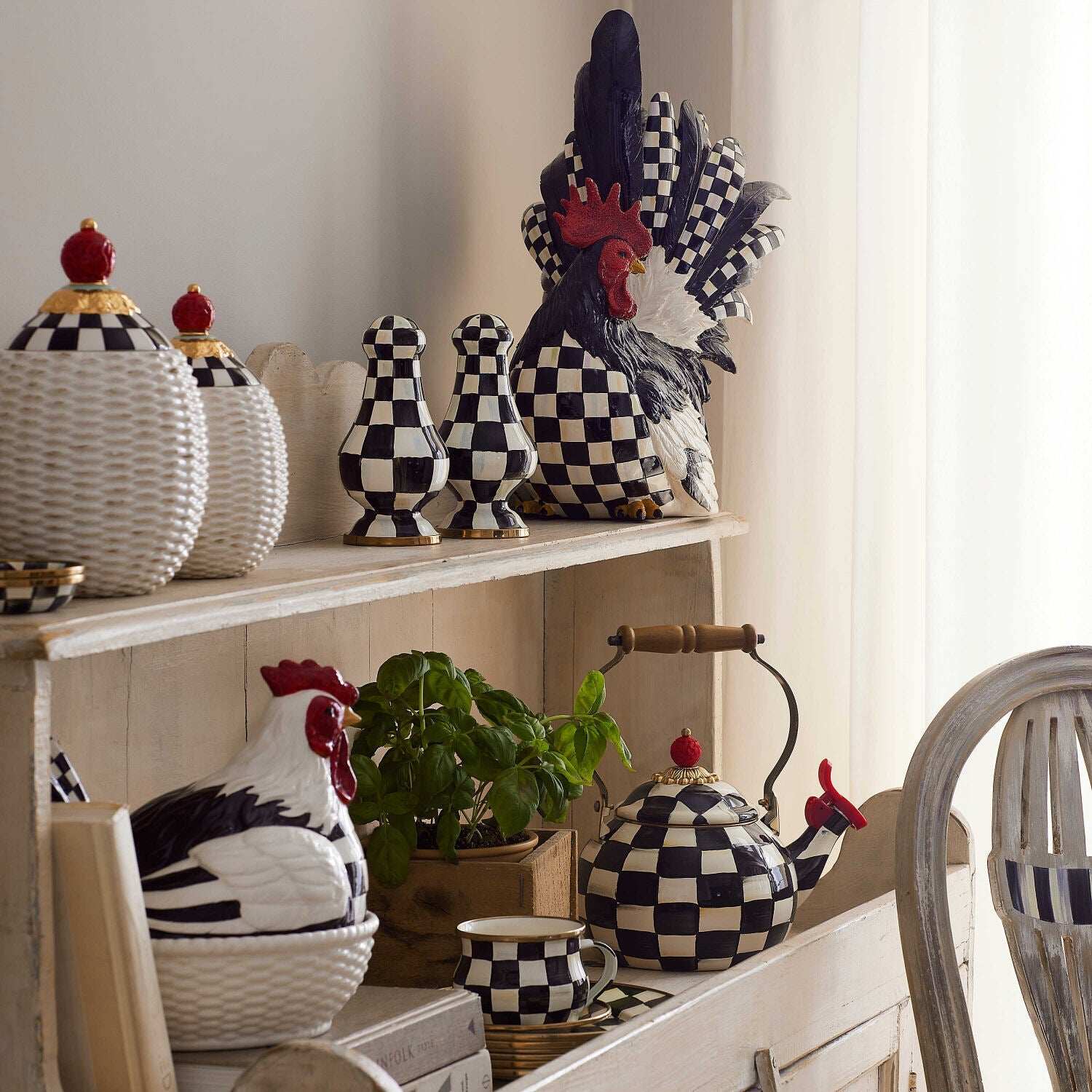 MacKenzie-Childs Courtly Check Enamel Salt & Pepper Shakers