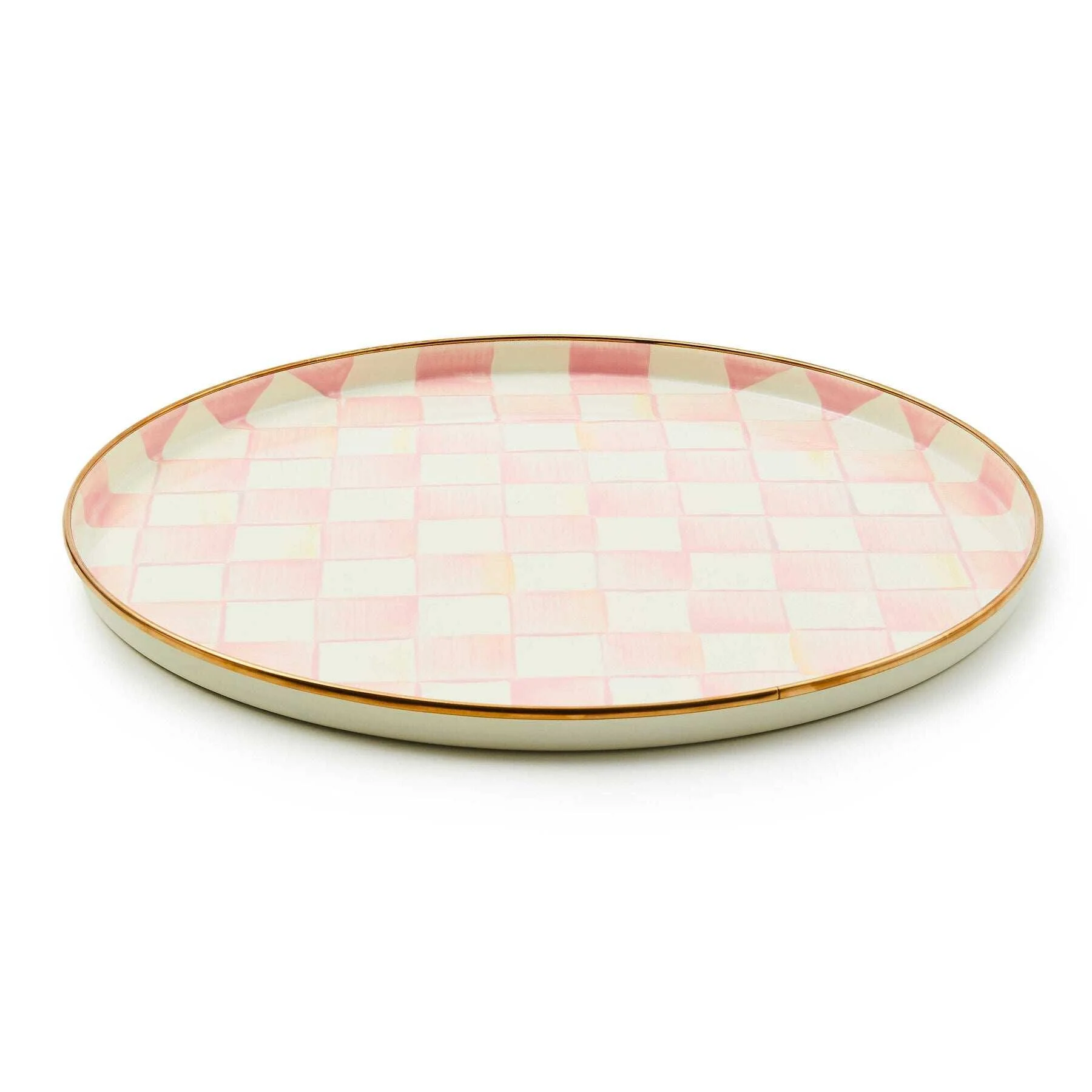 Rosy Check Round Tray by MacKenzie-Childs