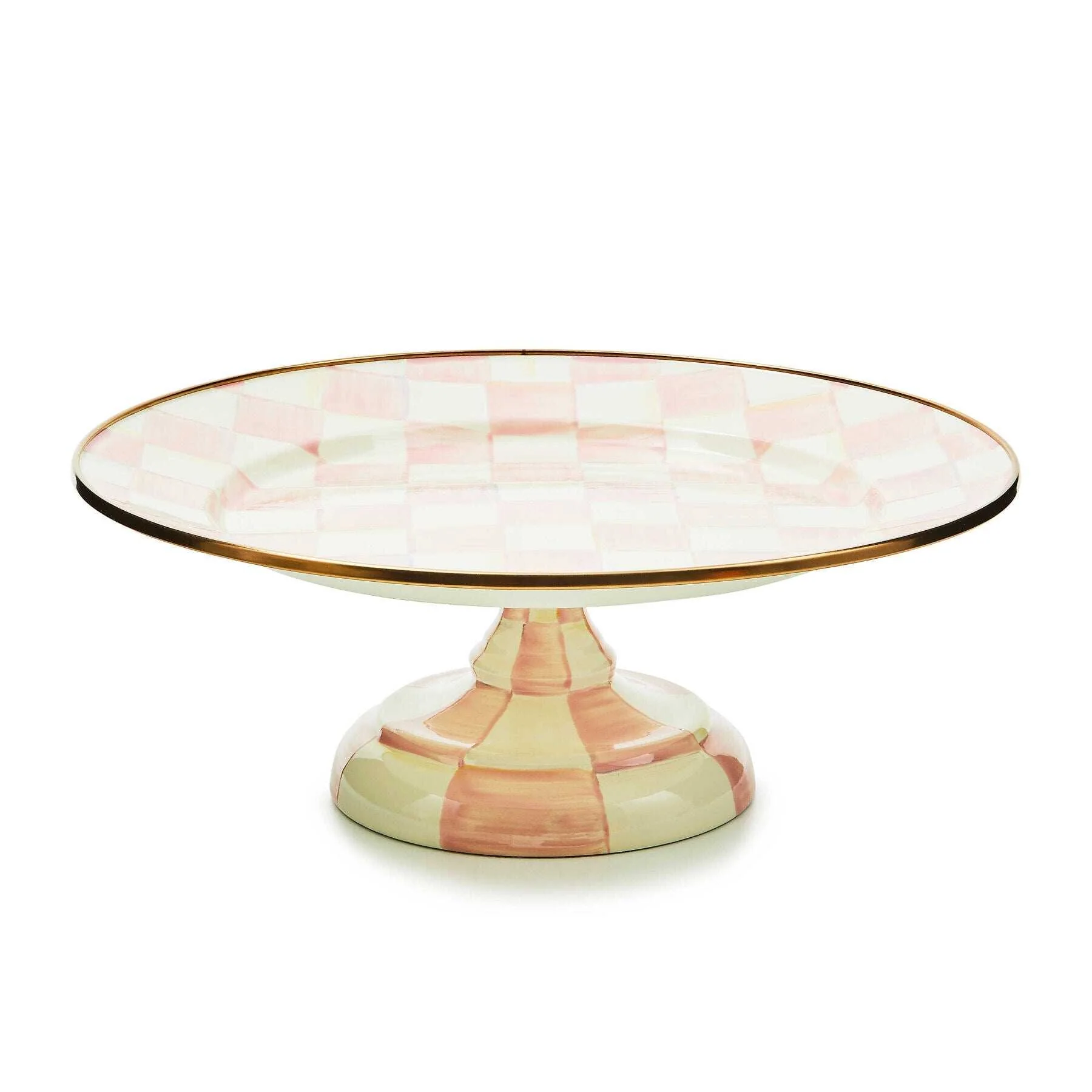 MacKenzie-Childs Rosy Check Small Pedestal Platter