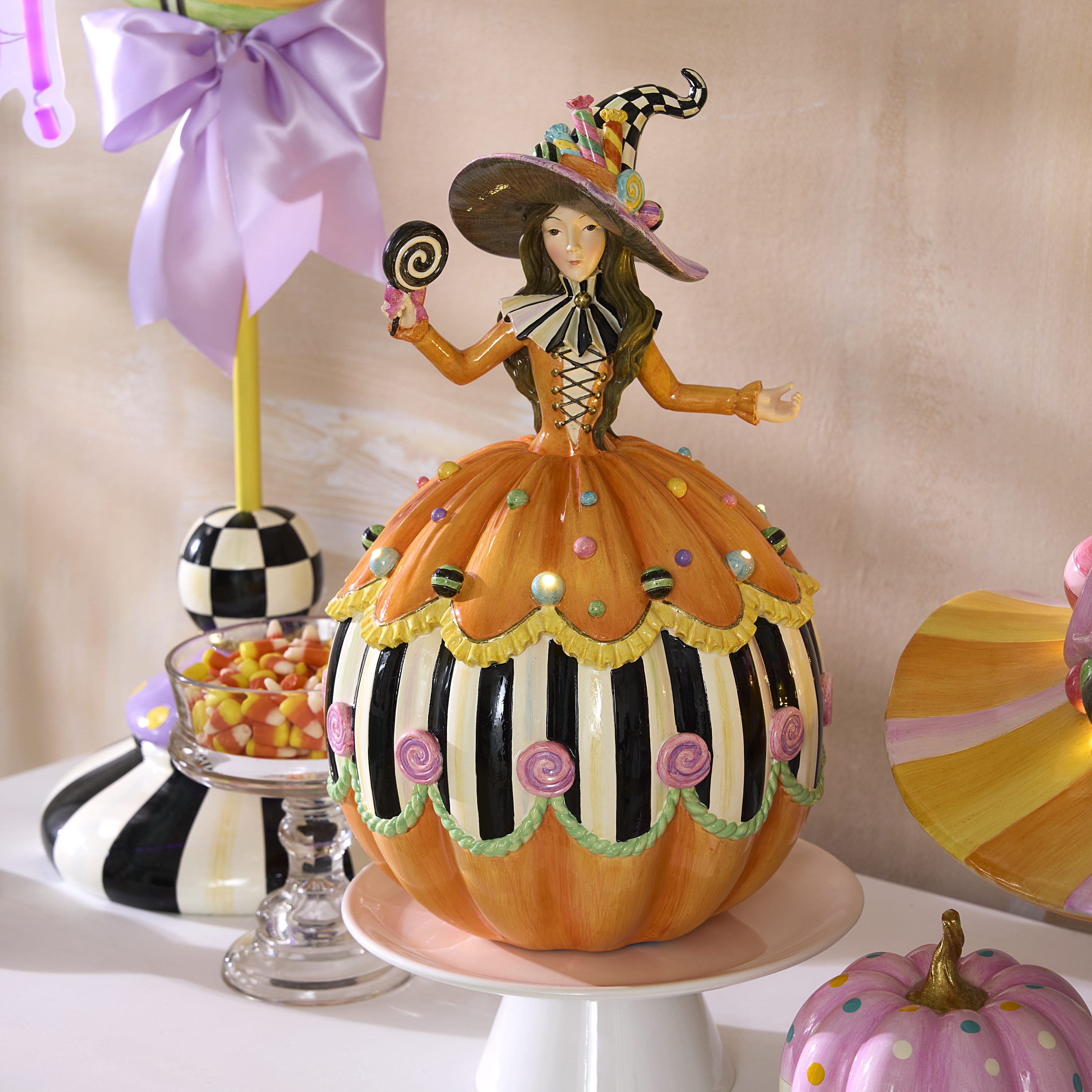 Trick or Treat Illuminated Witch Figurine