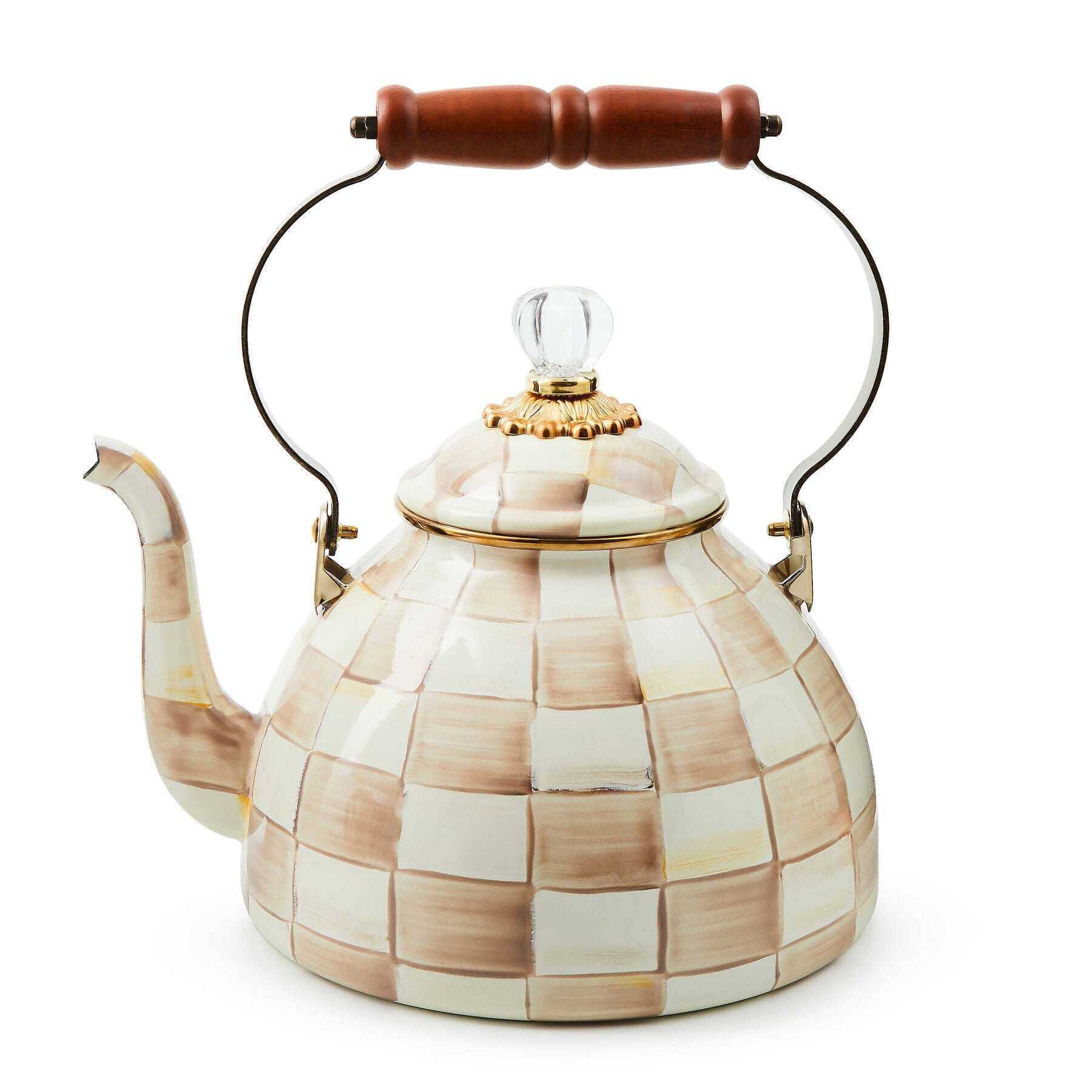 Mocha Check 2.84L Tea Kettle by MacKenzie-Childs