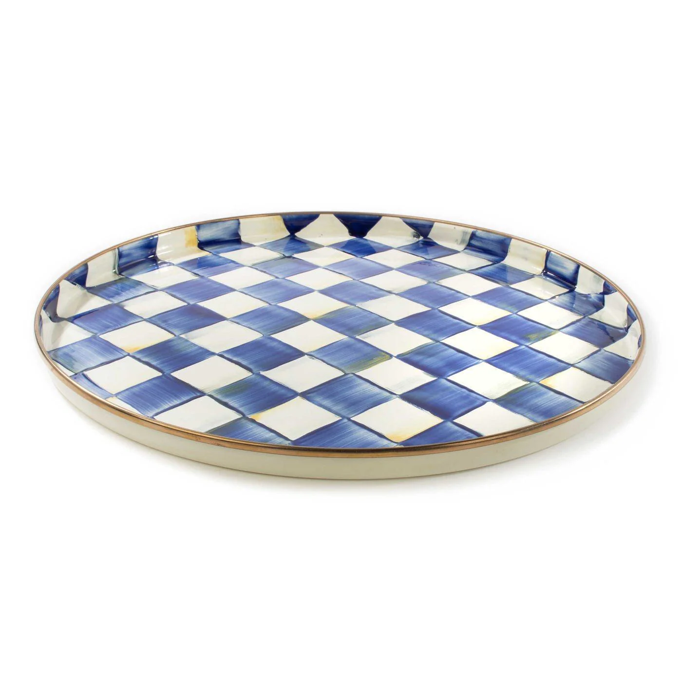 MacKenzie-Check Royal Check Round Tray