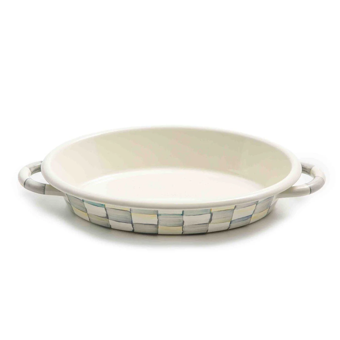 Mackenzie-Childs Sterling Check Medium Oval Gratin Dish