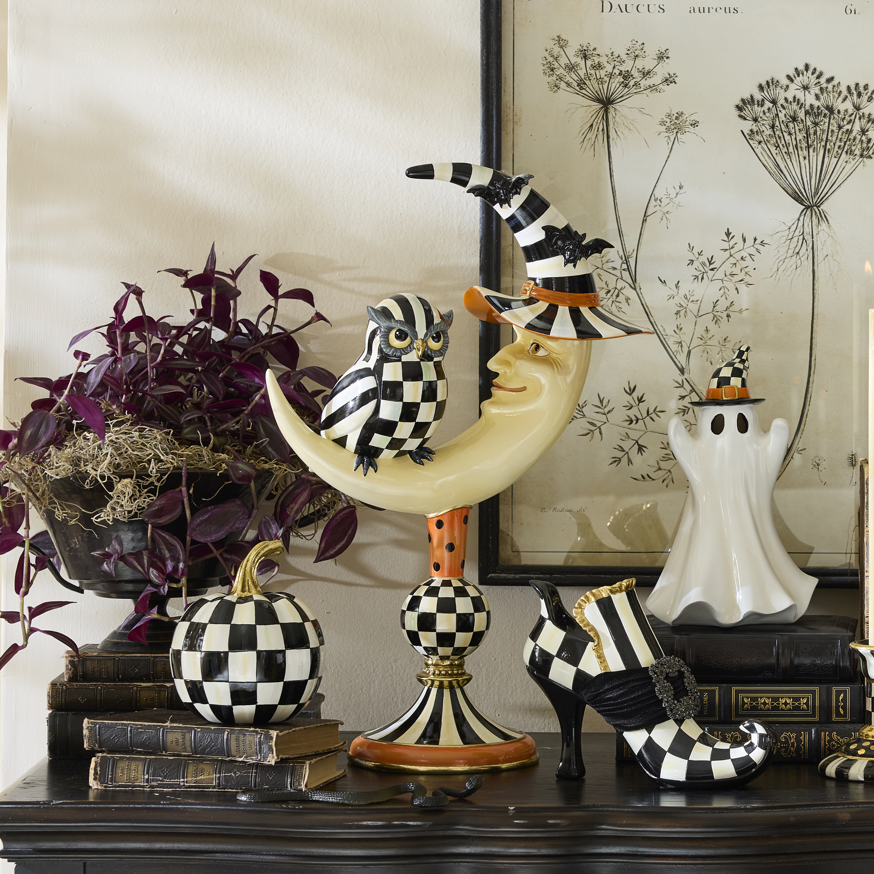 Courtly Owl On Moon Figure