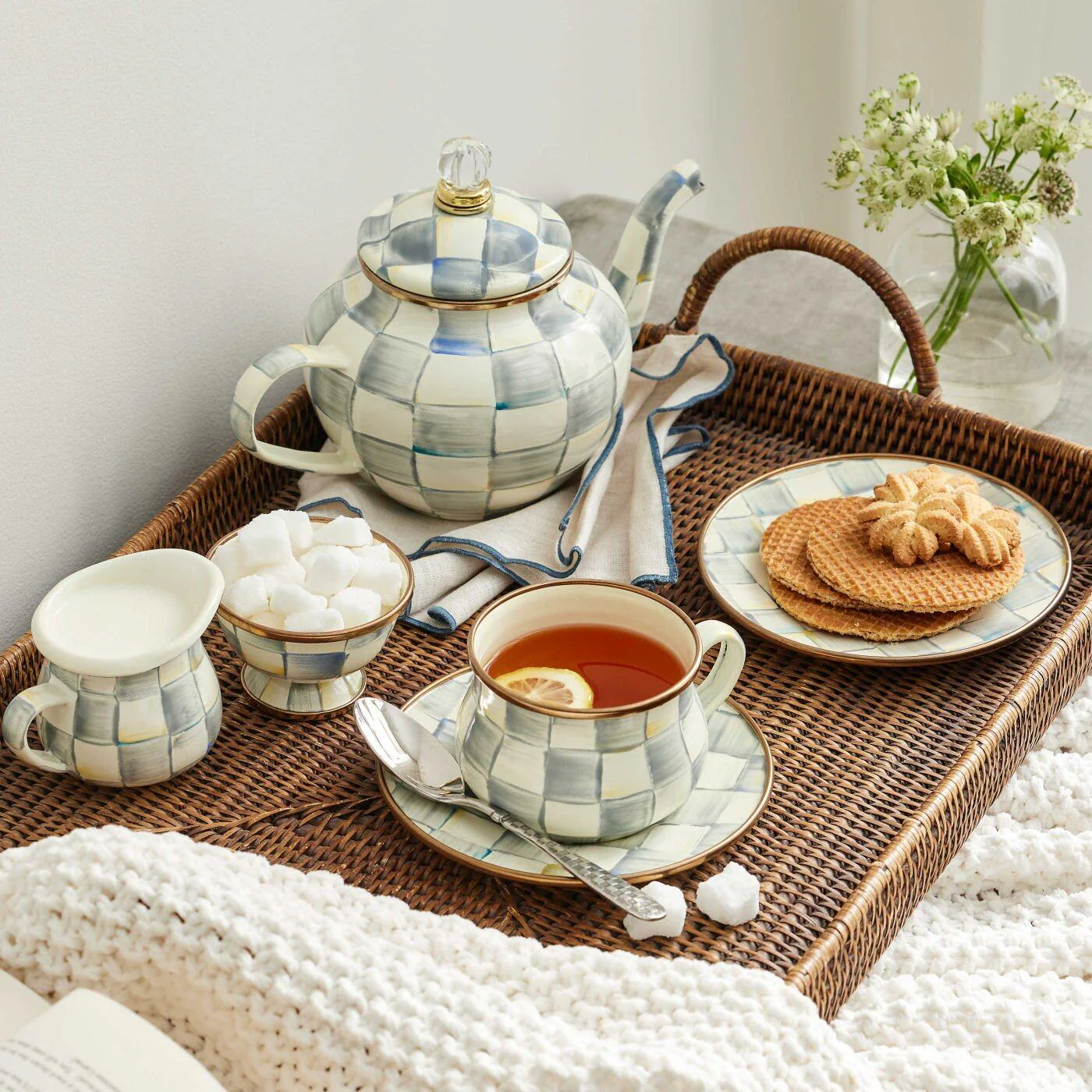 MacKenzie-Childs Sterling Check Little Sugar Bowl