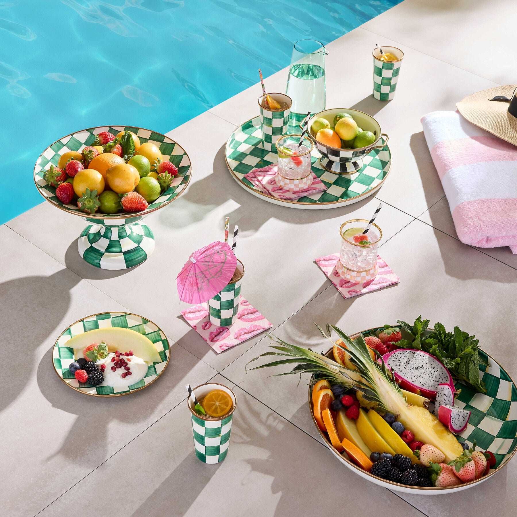 Emerald Check Large Compote by MacKenzie-Childs