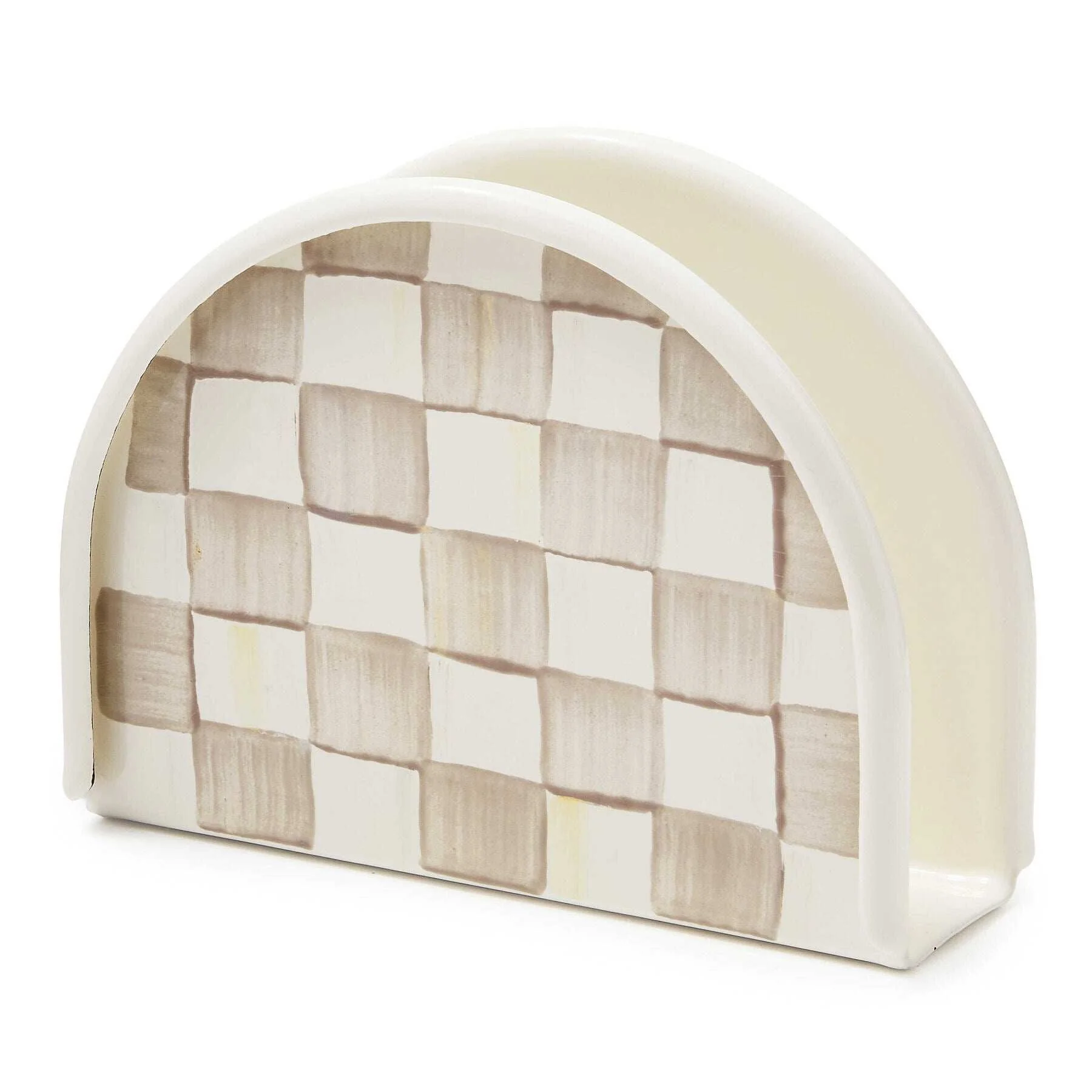 Mocha Check Napkin Holder MacKenzie-Childs