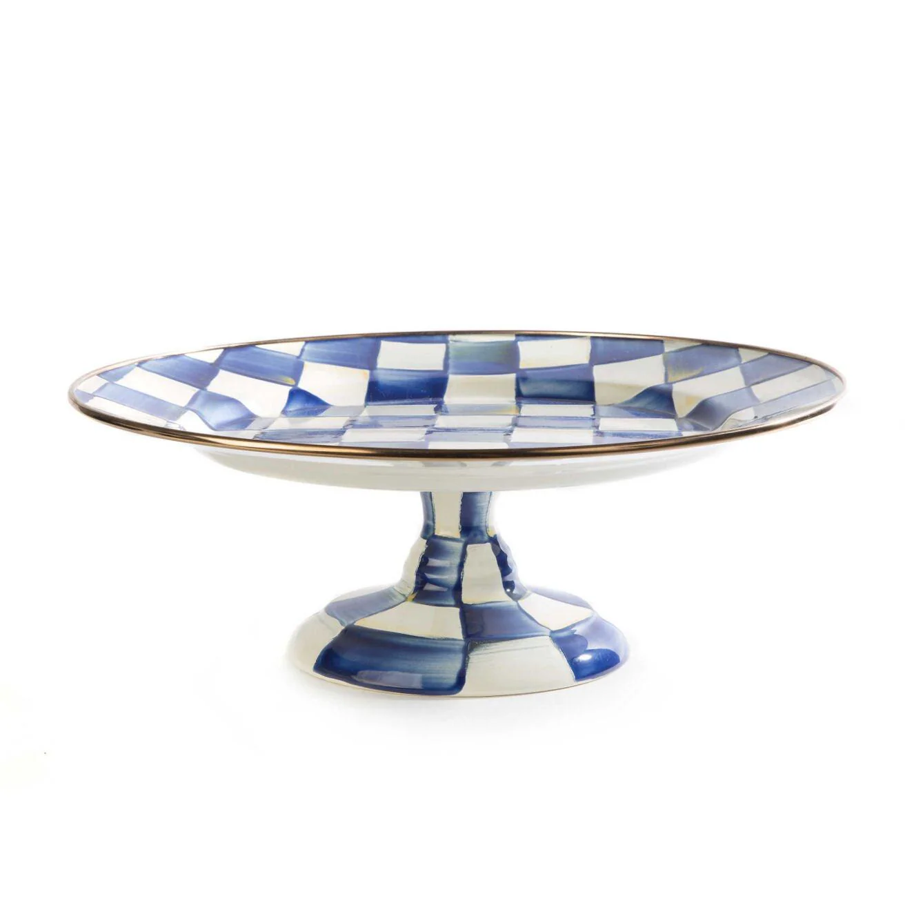 Luxury Royal Check Enamel Dining Pedestal Platter - Small
