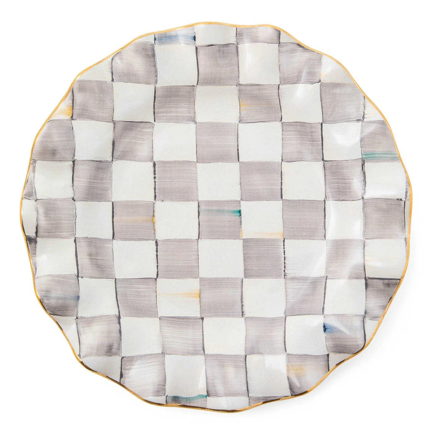 Sterling Check Ceramic Fluted Dinner Plate