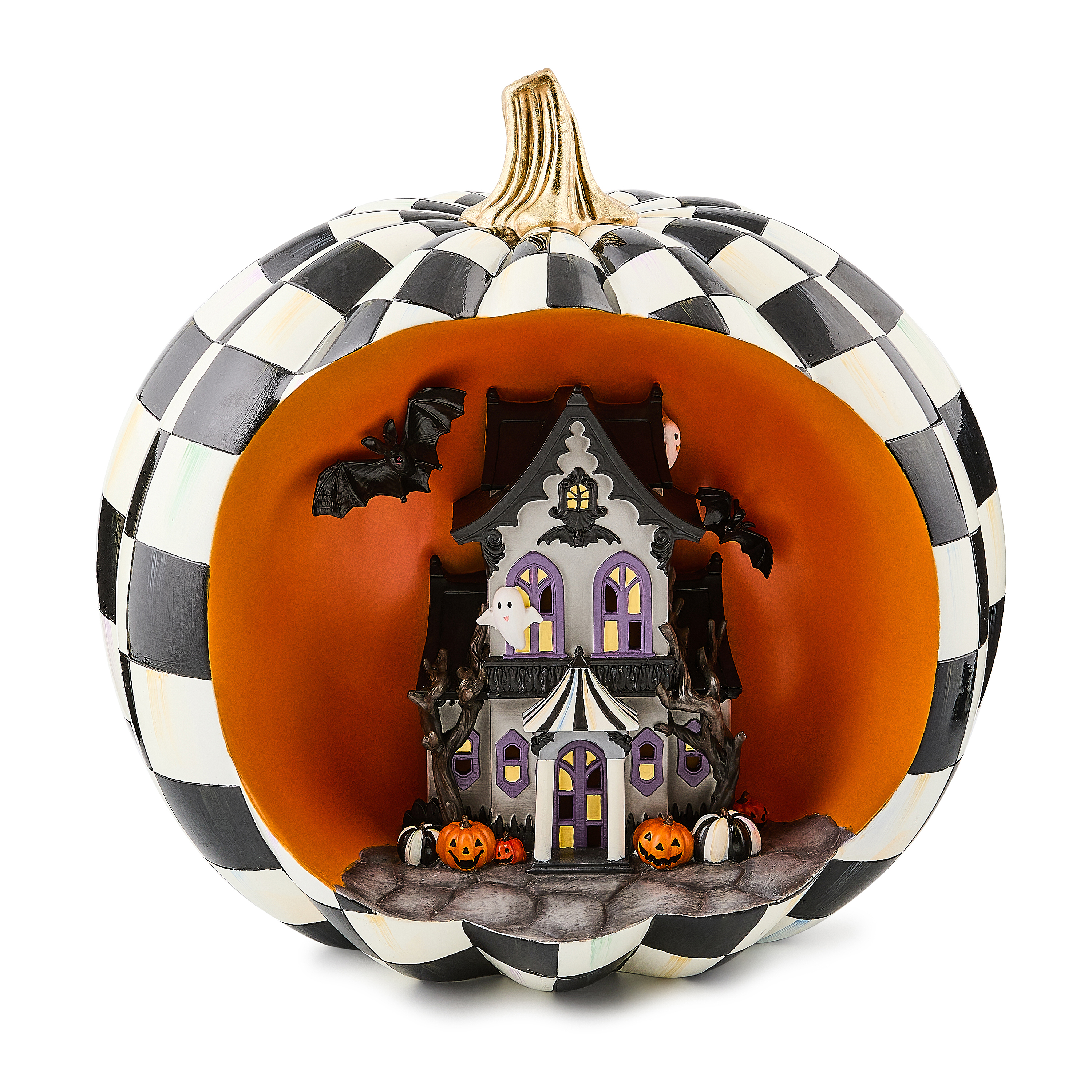 Halloween Illuminated Haunted House Pumpkin Scene