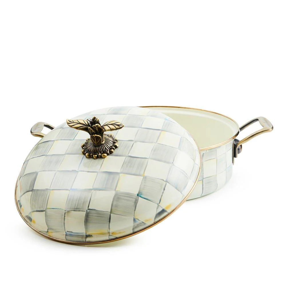 Mackenzie-Childs Sterling Check Enamel 5 Qt. Casserole