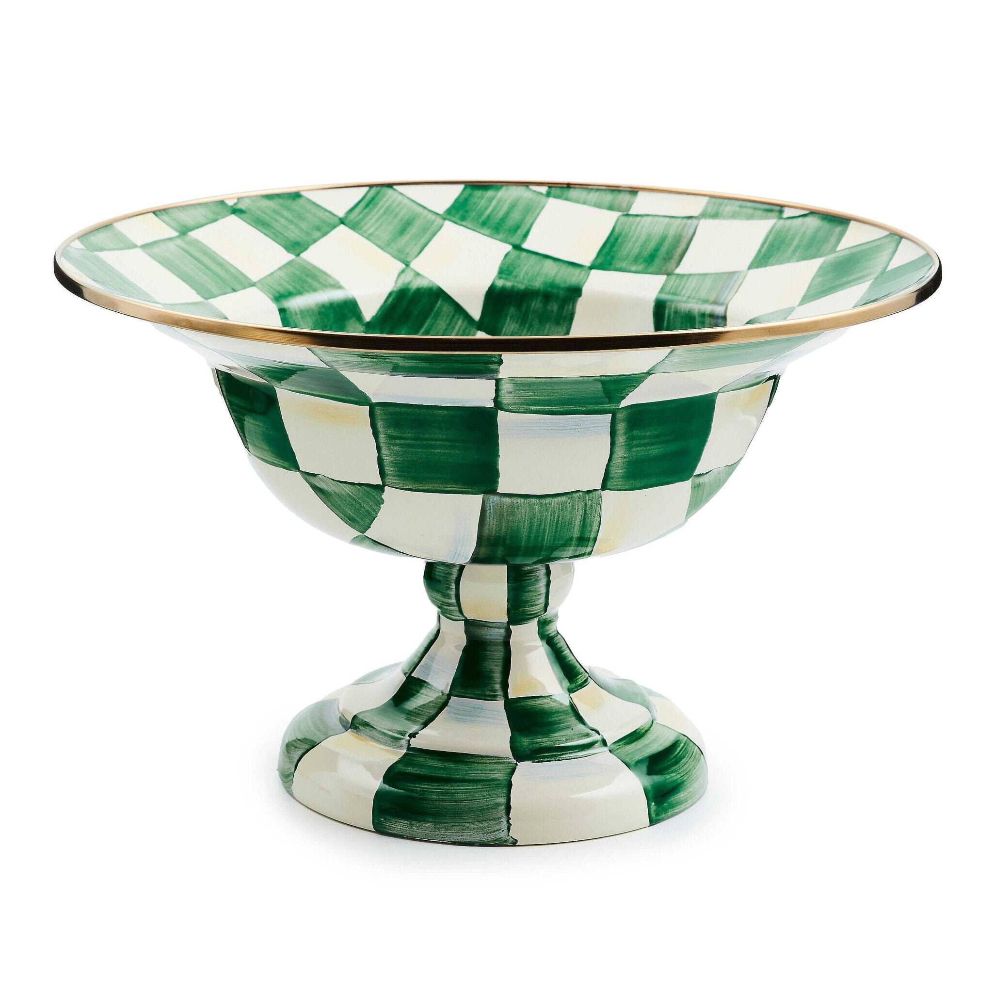 Emerald Check Large Compote by MacKenzie-Childs