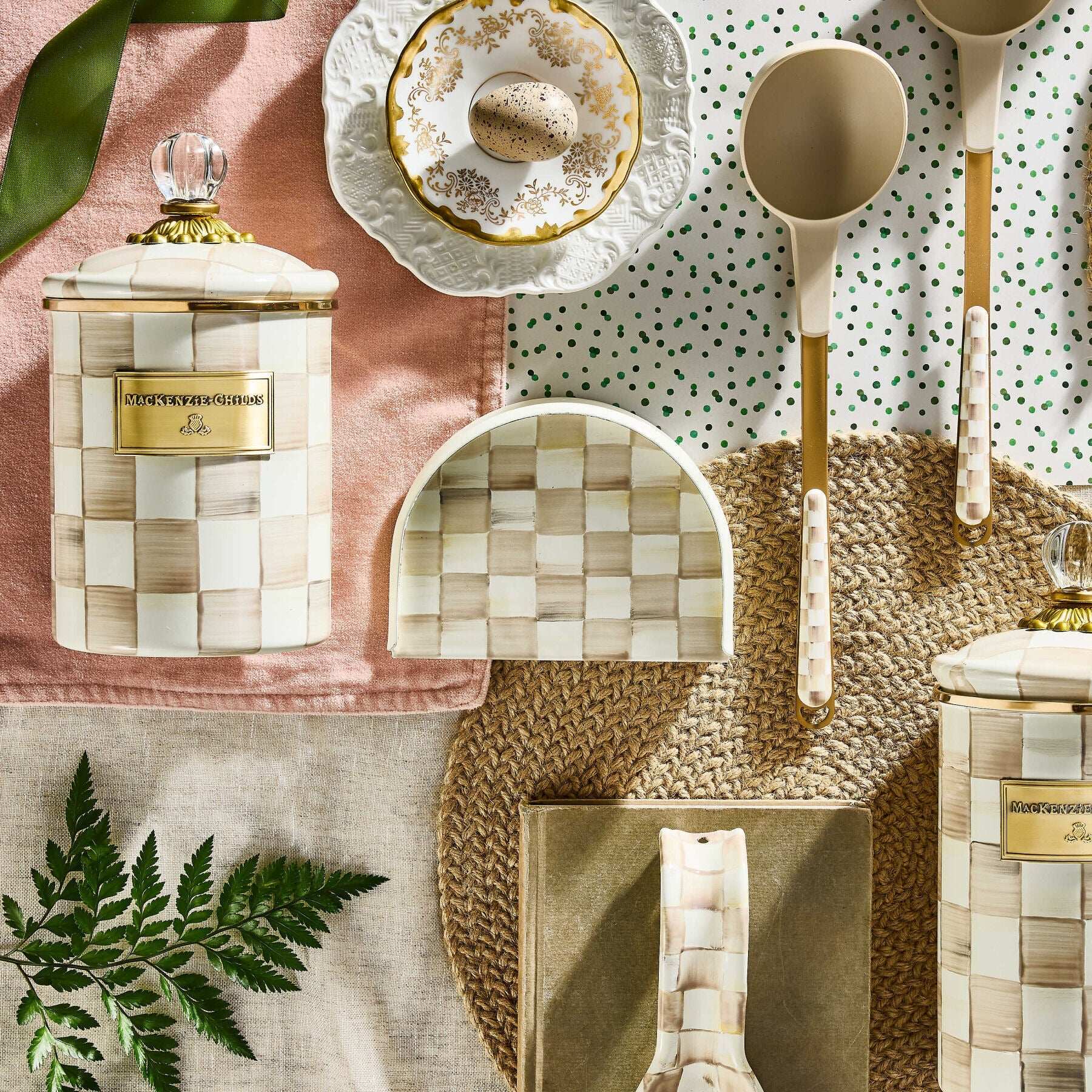 Mocha Check Napkin Holder MacKenzie-Childs