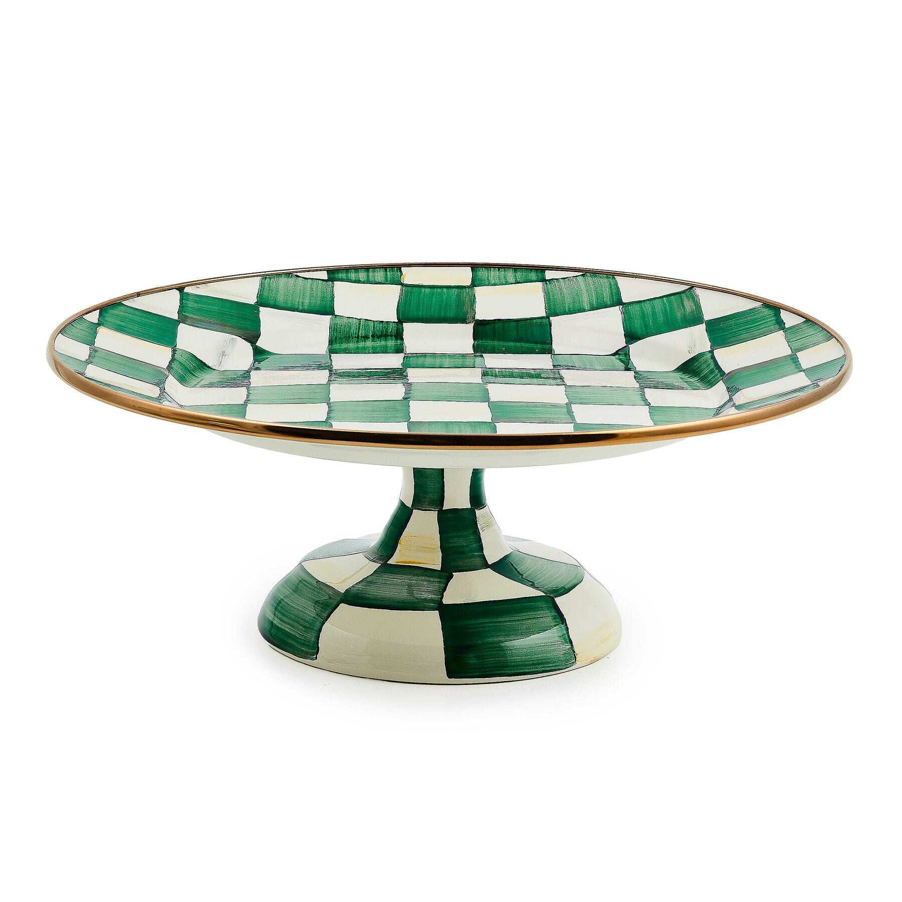 Emerald Check Small Pedestal Platter