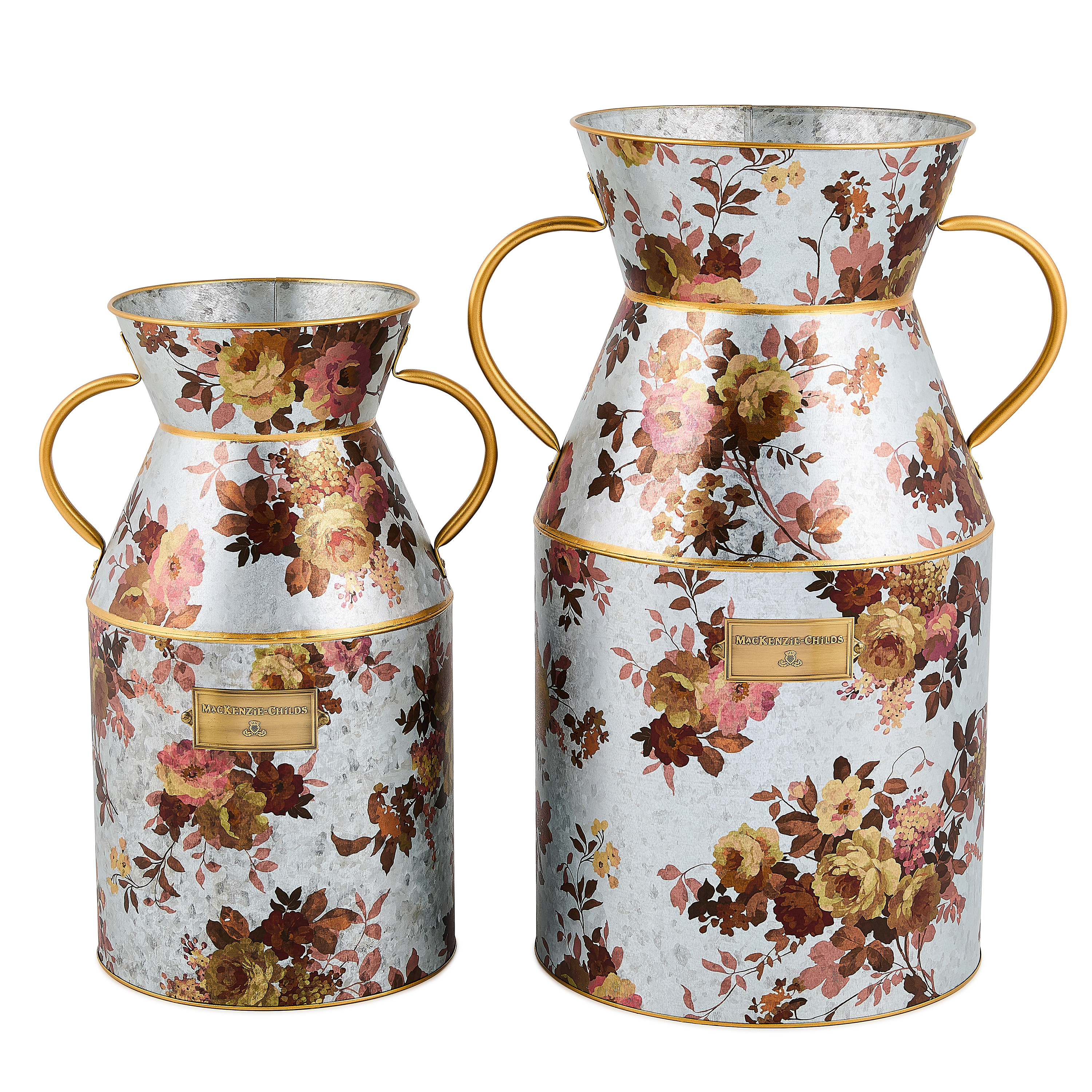 Wild Rose Galvanized Large Milk Can