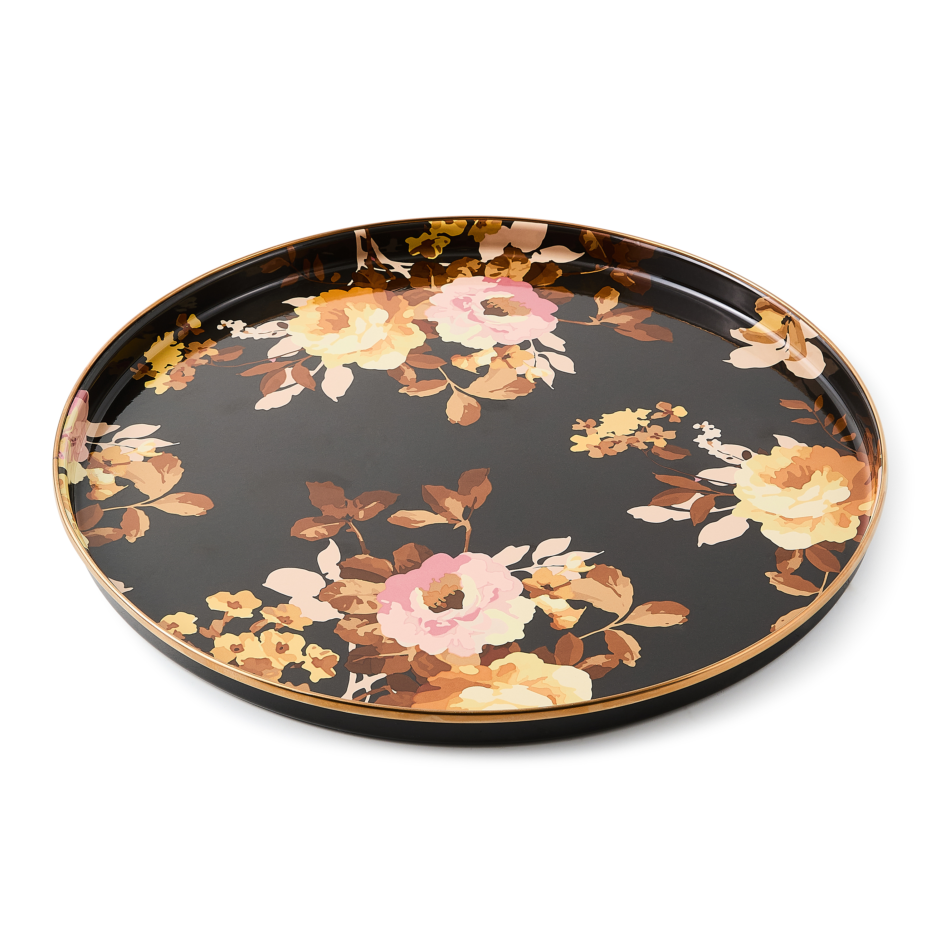 Wild Rose Brown Round Tray