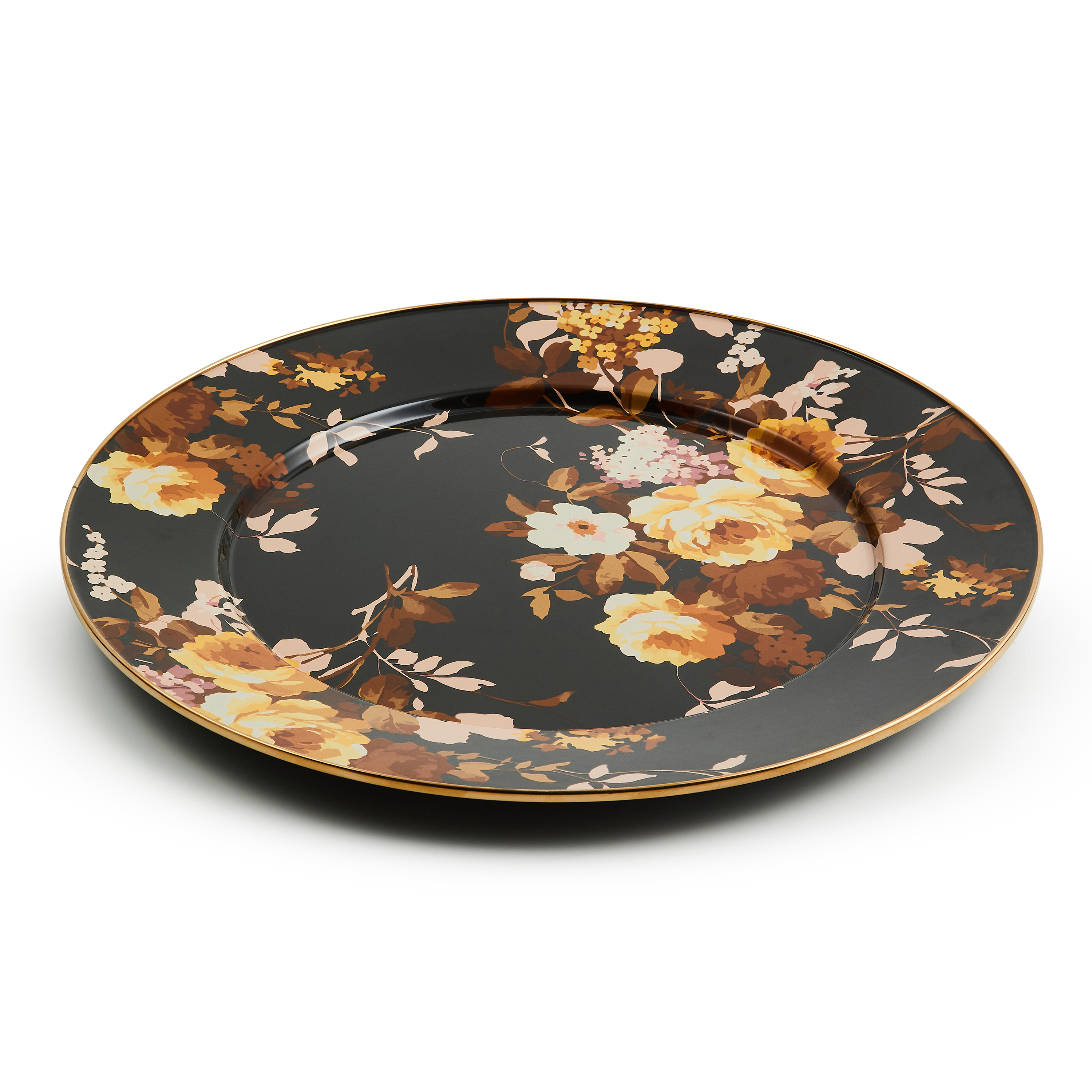 Wild Rose Brown Serving Platter