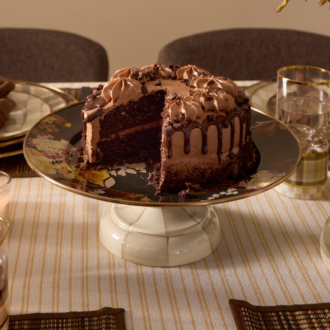 Wild Rose Brown Small Pedestal Platter