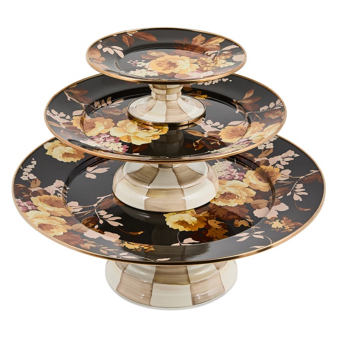 Wild Rose Brown Small Pedestal Platter