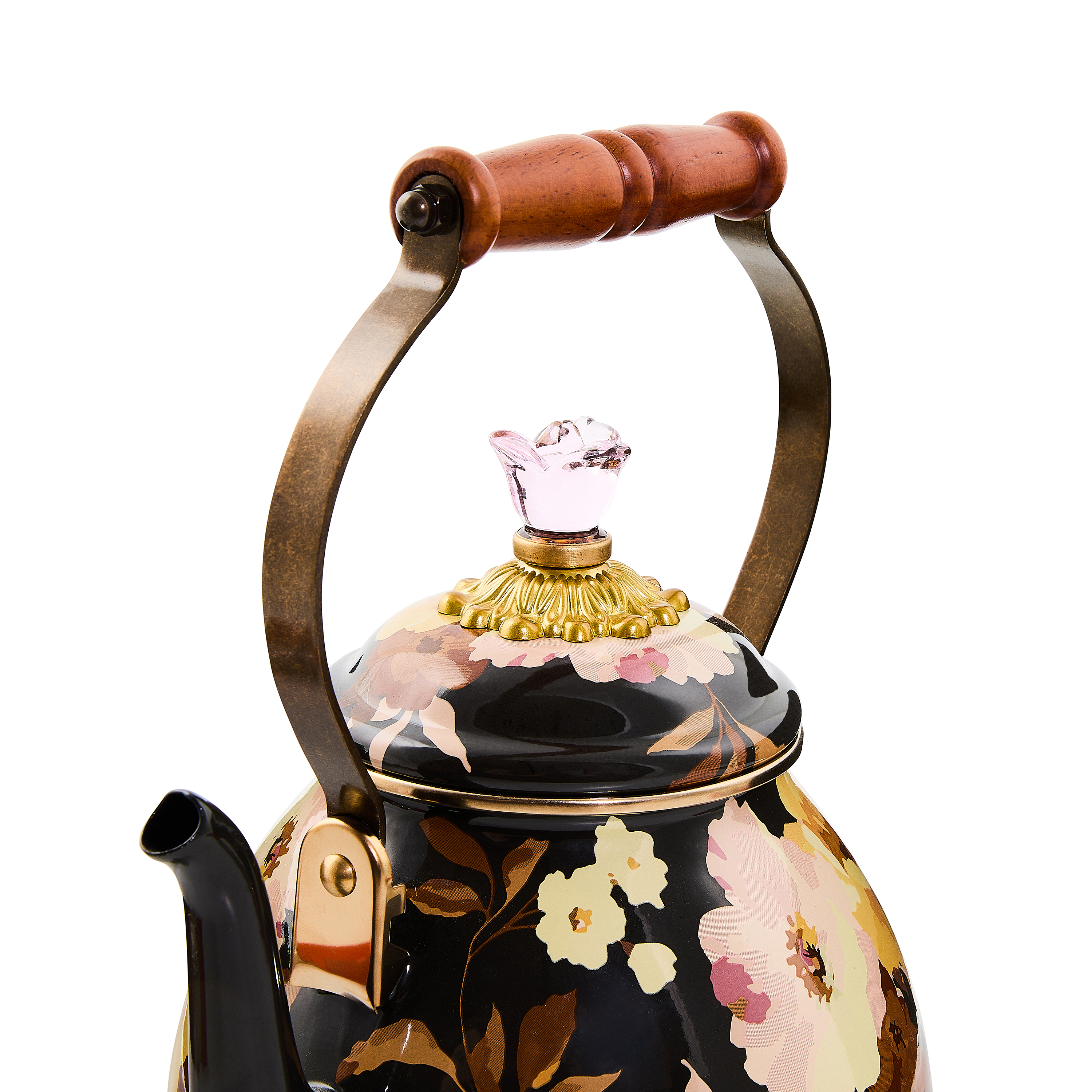 Wild Rose Brown 2 Quart Tea Kettle