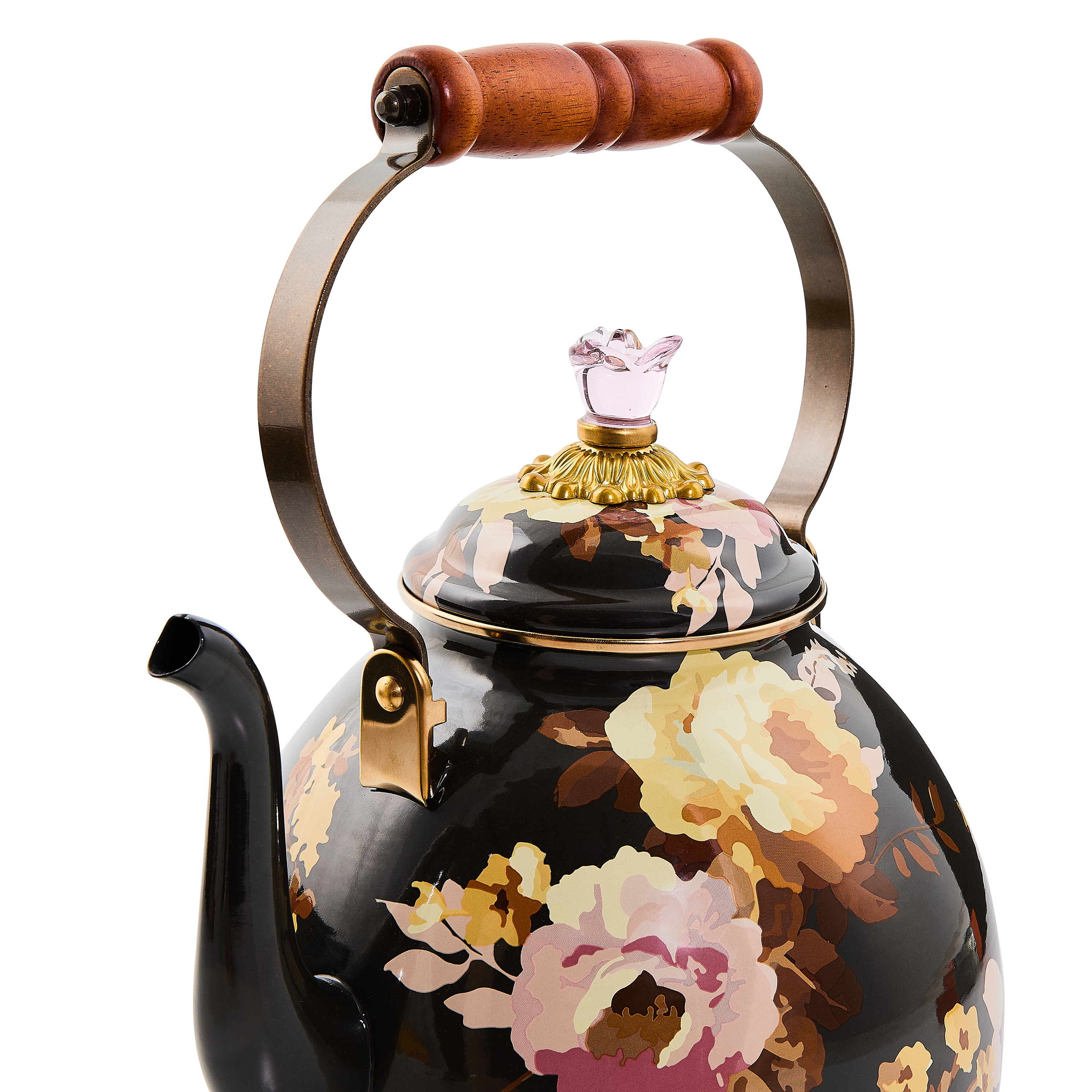Wild Rose Brown 3 Quart Tea Kettle