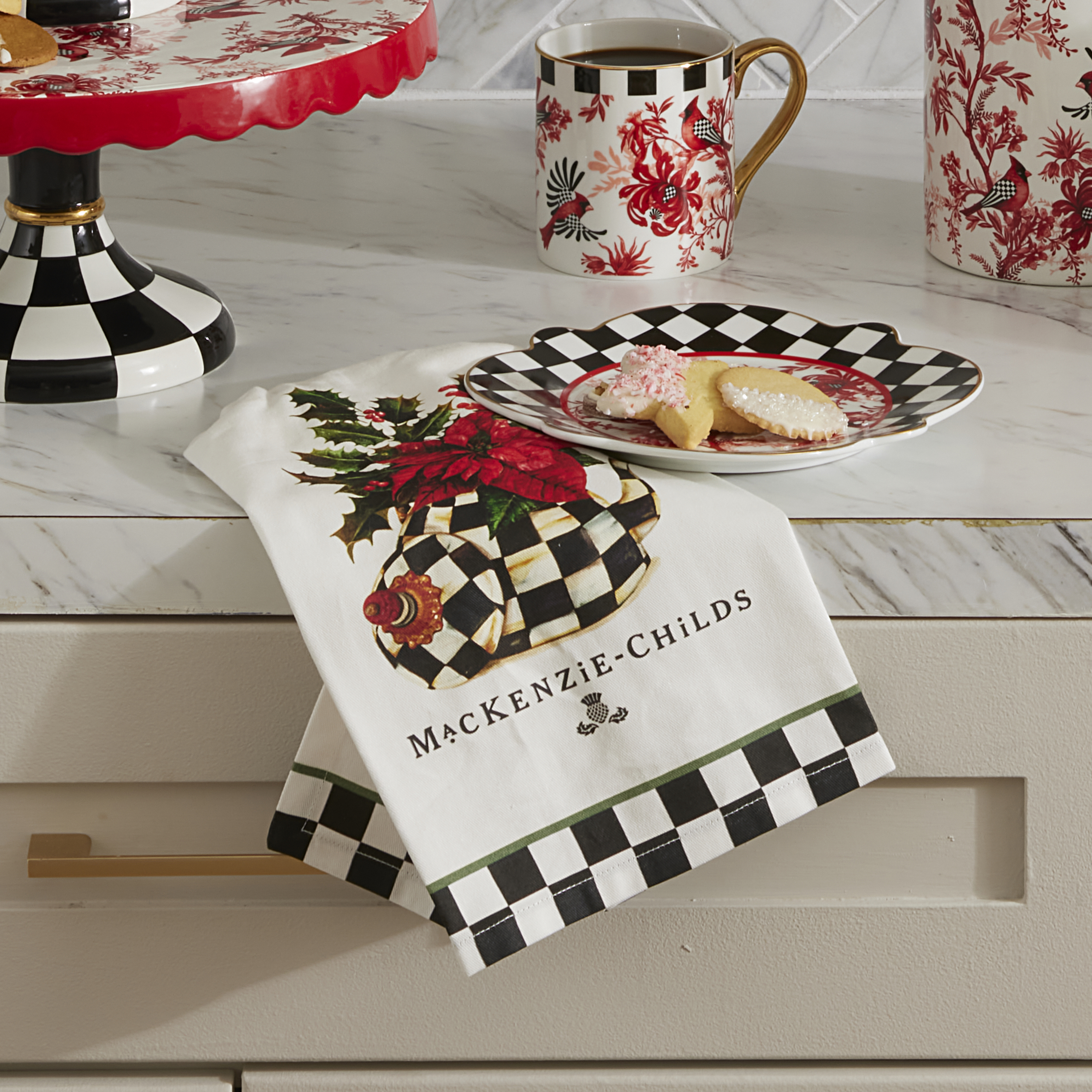 Poinsettia Tea Kettle Dish Towel