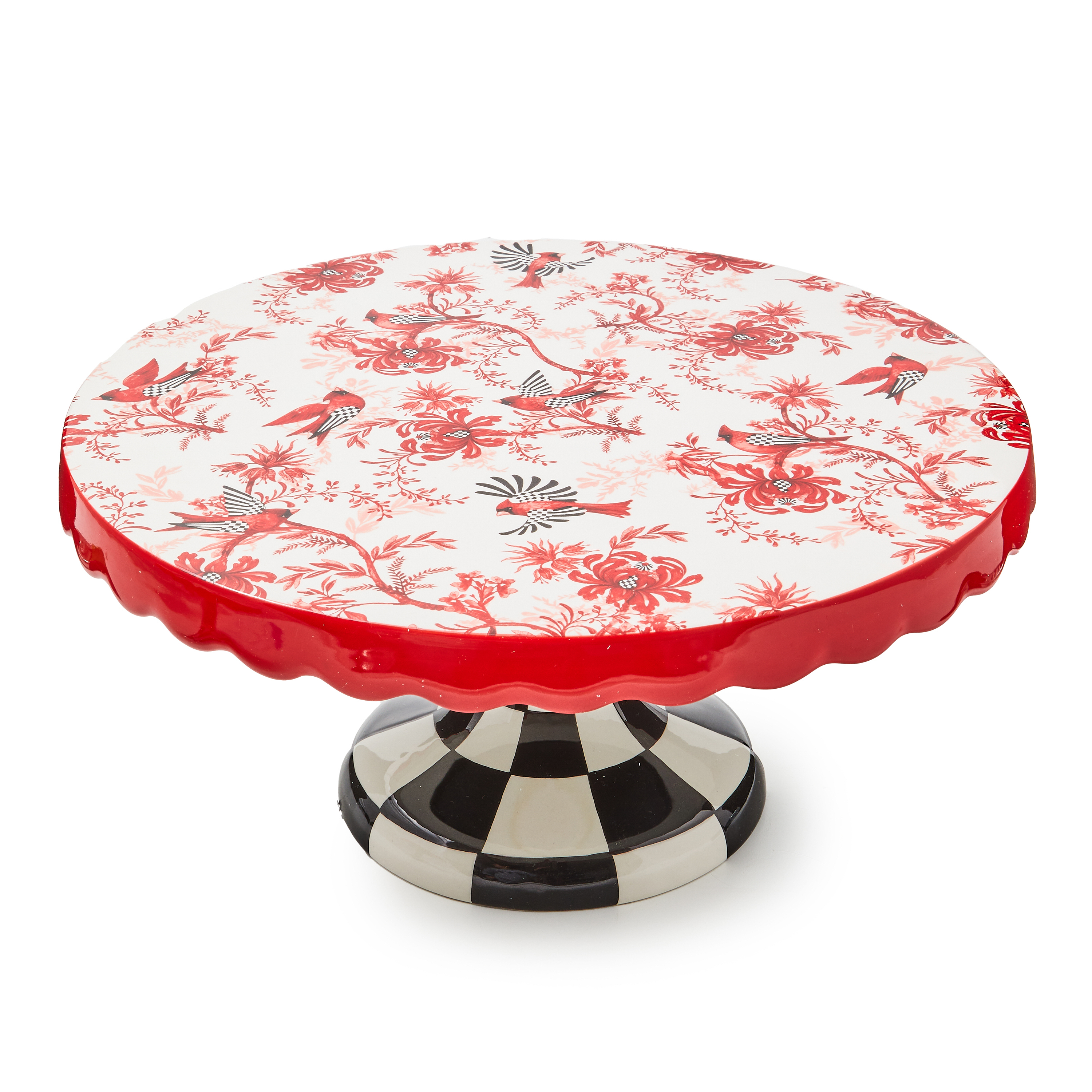 Cardinal Toile Large Pedestal Platter