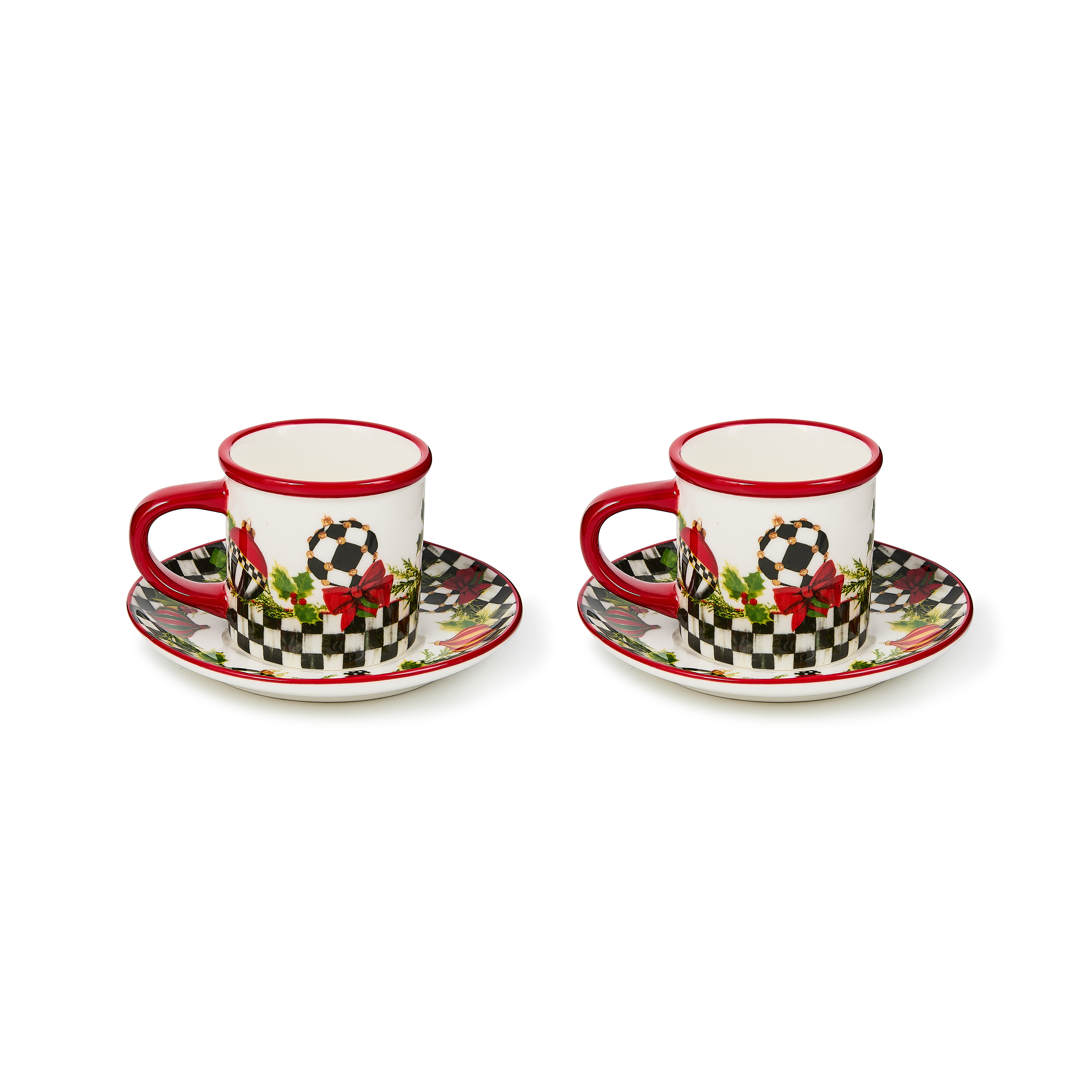 Deck the Halls Espresso Cup & Saucer, Set of 2