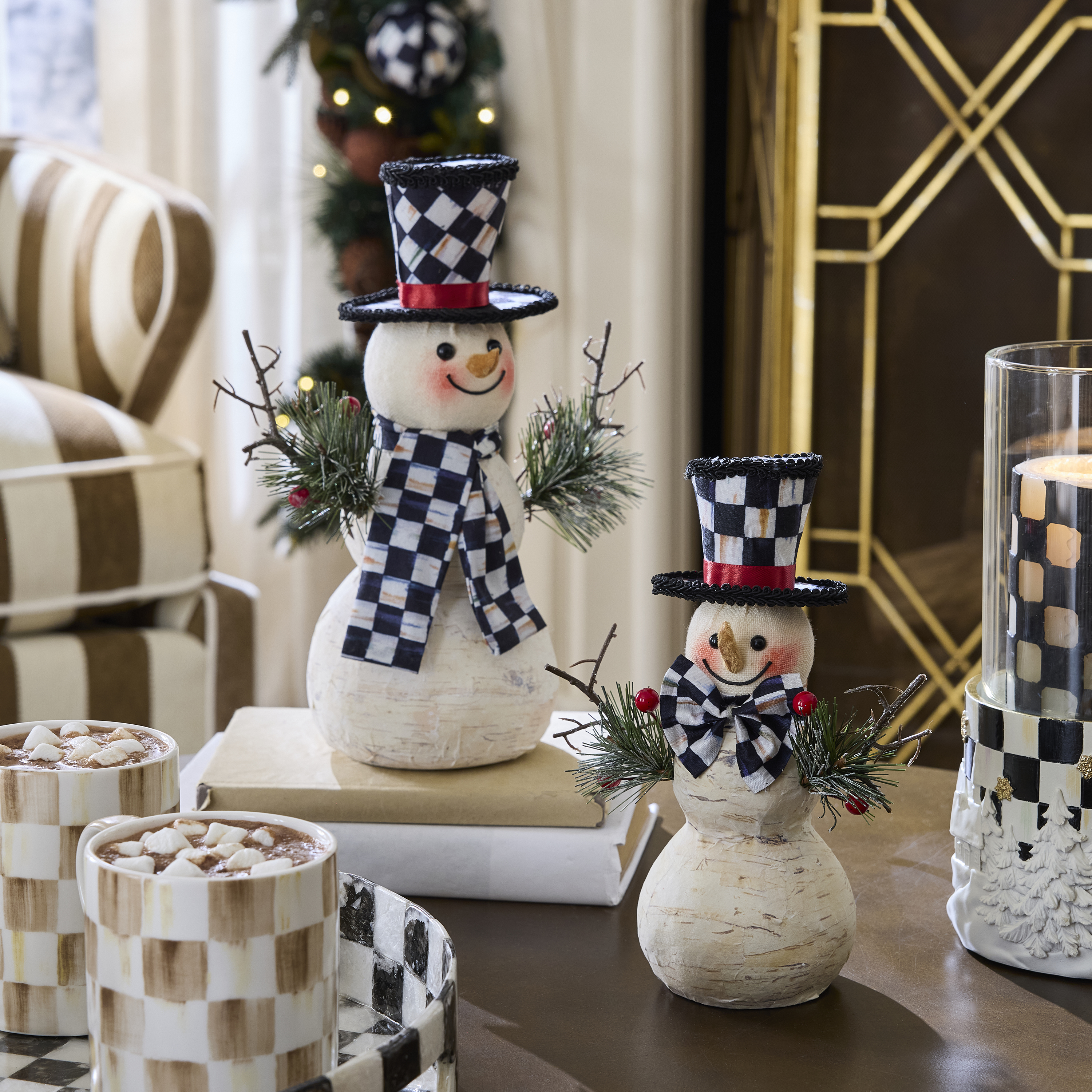 Farmhouse Birch Small Snowmen, Set of 2