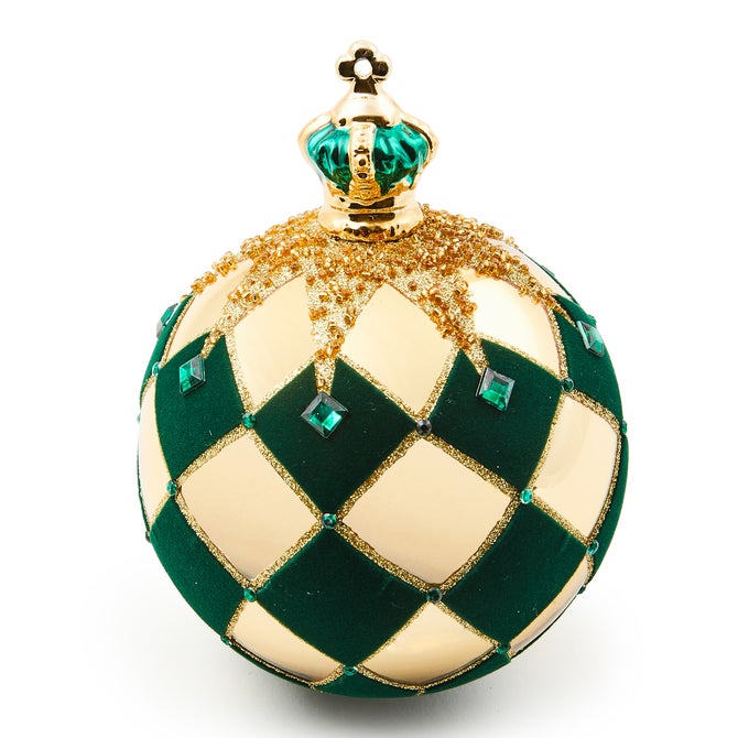 Emerald Luxe Crown Jumbo Glass Ball Ornament