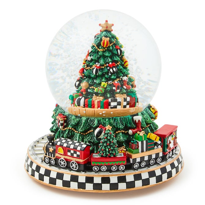 Cozy Christmas Tree & Train Snow Globe