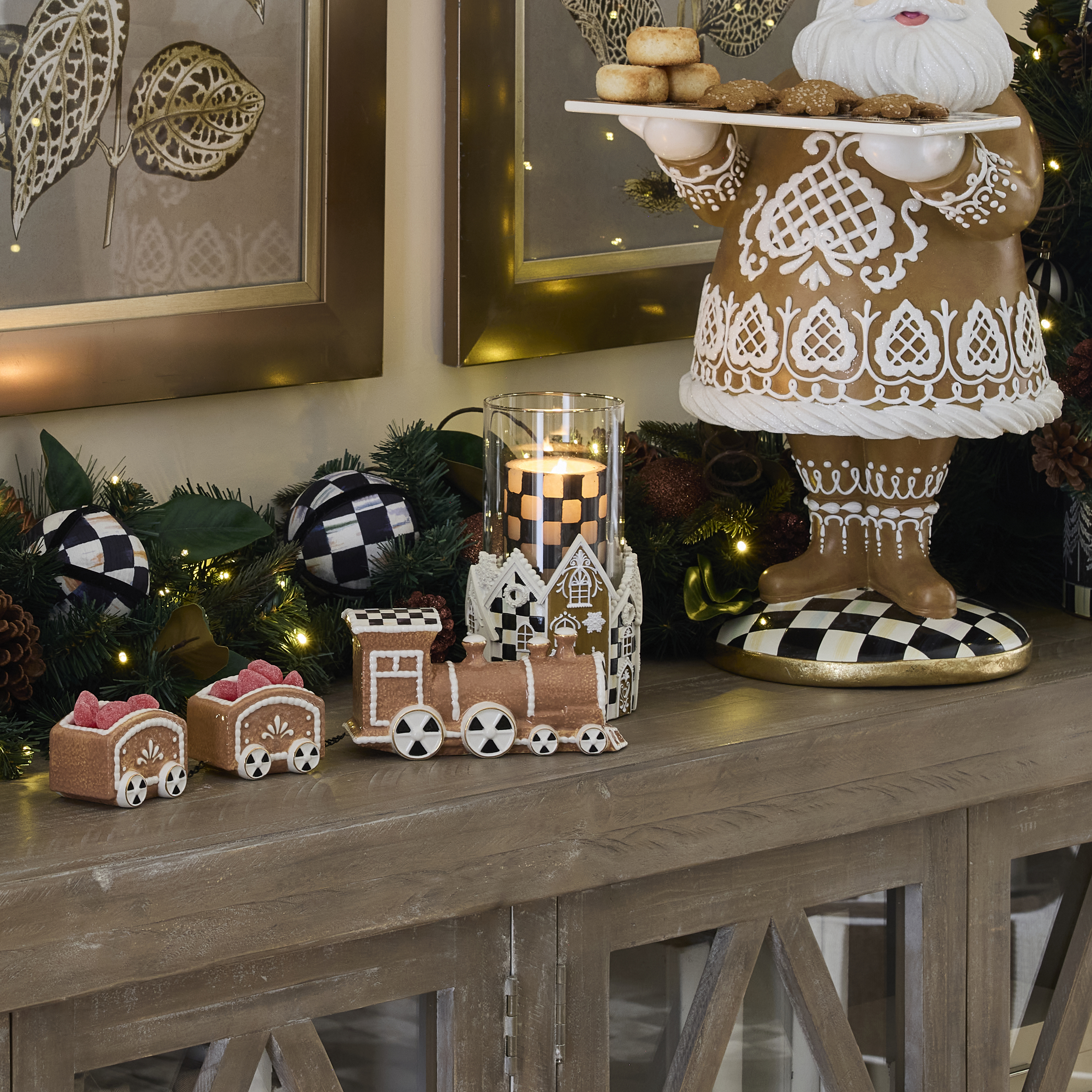 Gingerbread Village Pillar Candle Holder