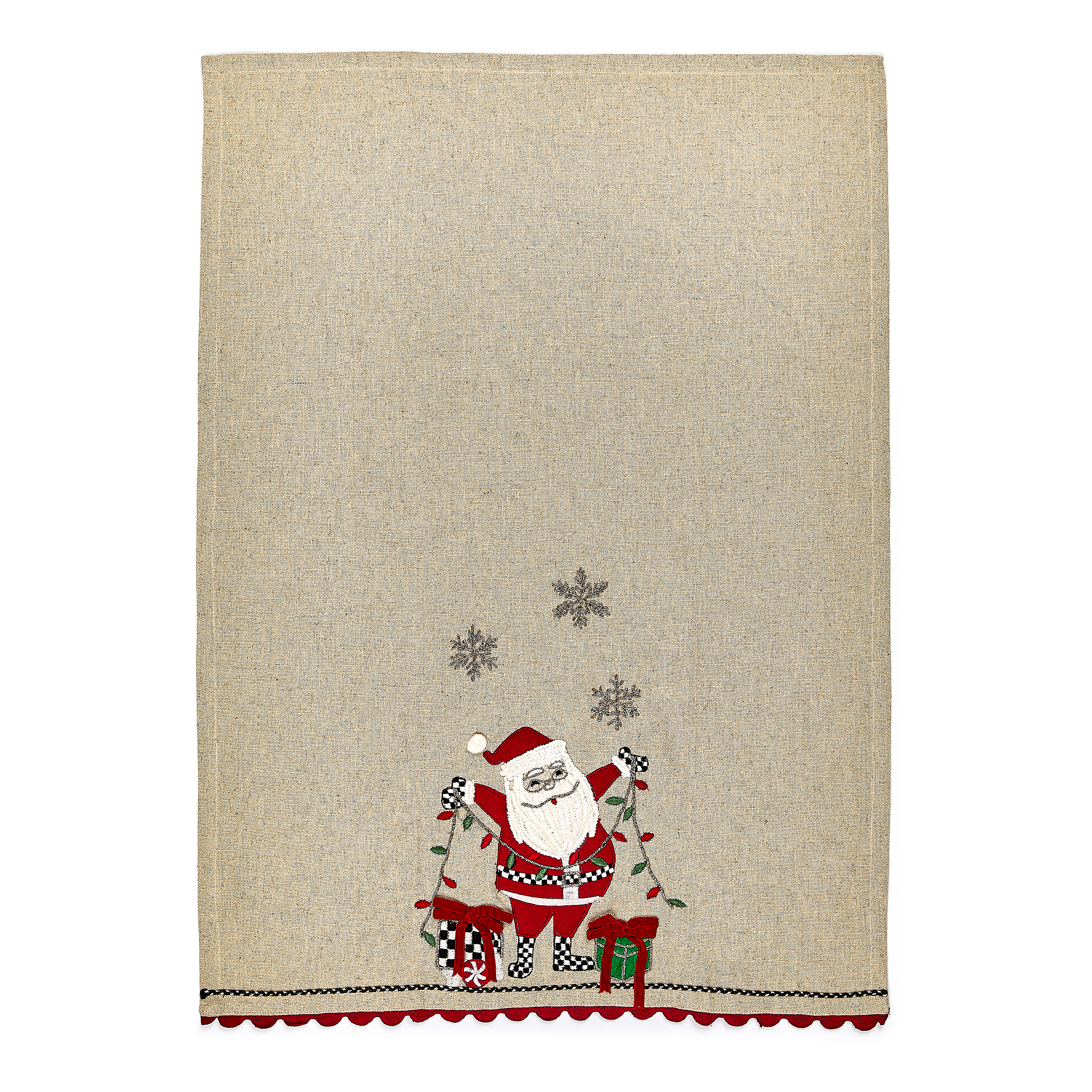 Santa with Tree Lights Embroidered Dish Towels, Set of 2