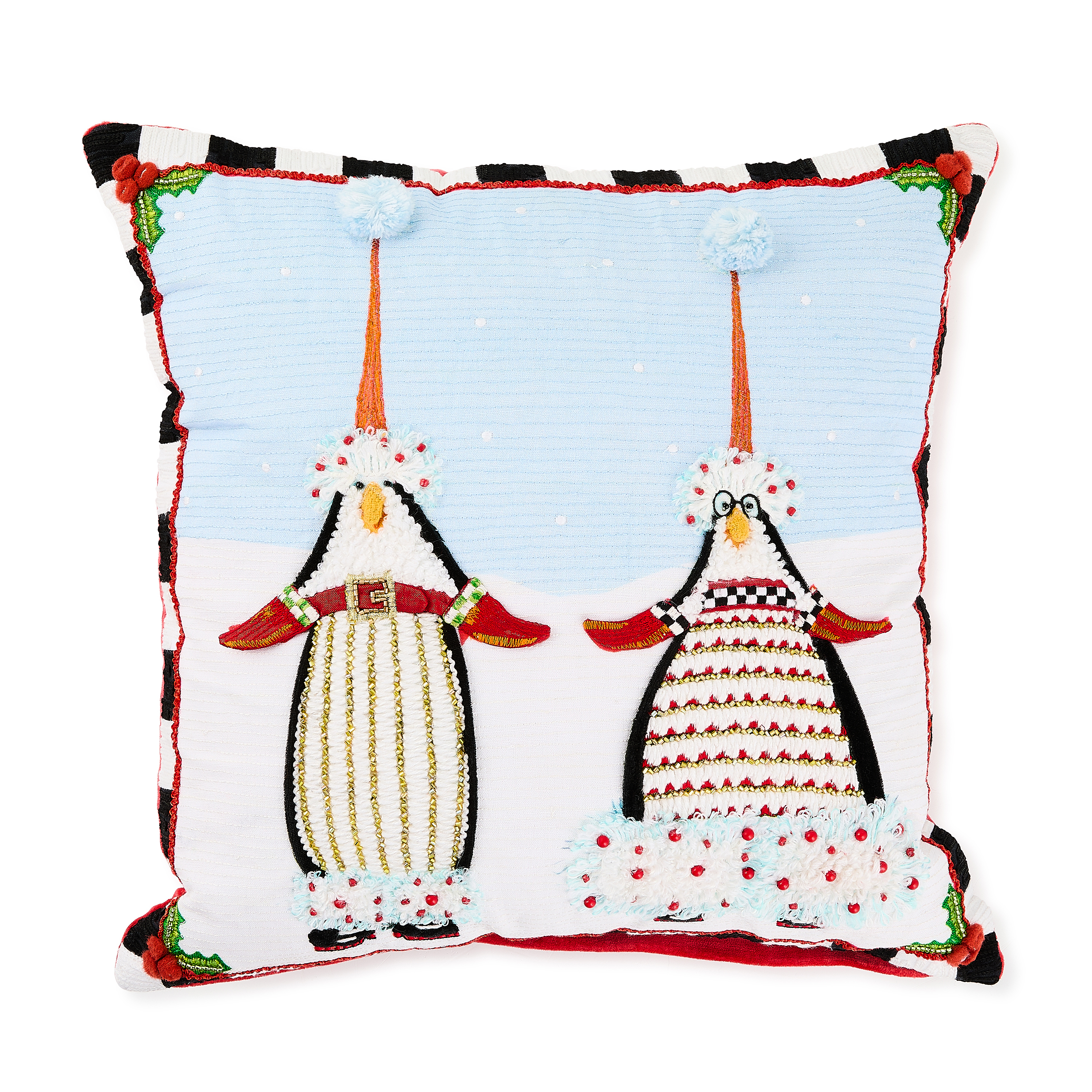 Patience Brewster Santa Penguins Throw Pillow