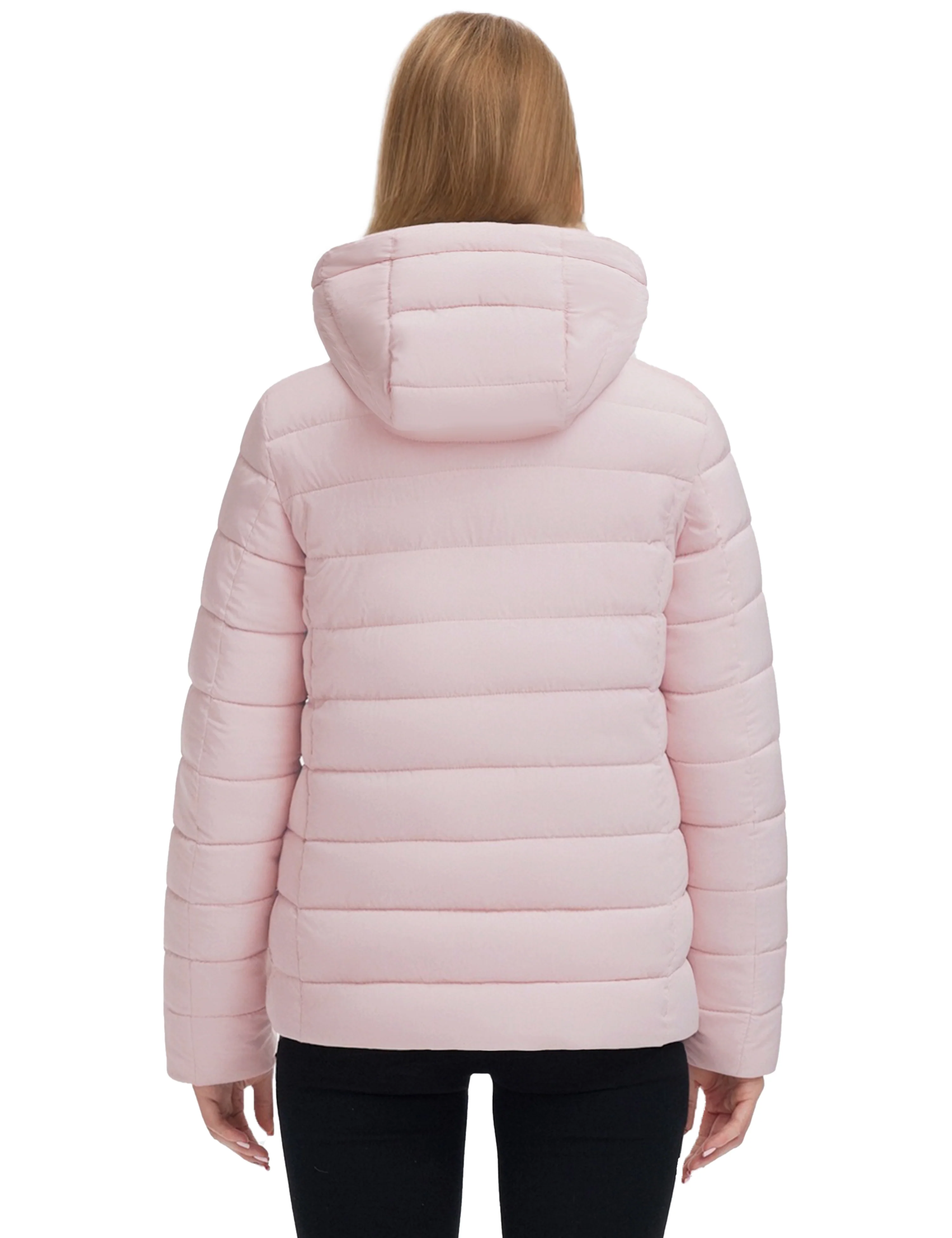Women's Lightweight Warm Winter Coat Full-Zip Puffer Jacket with Hood